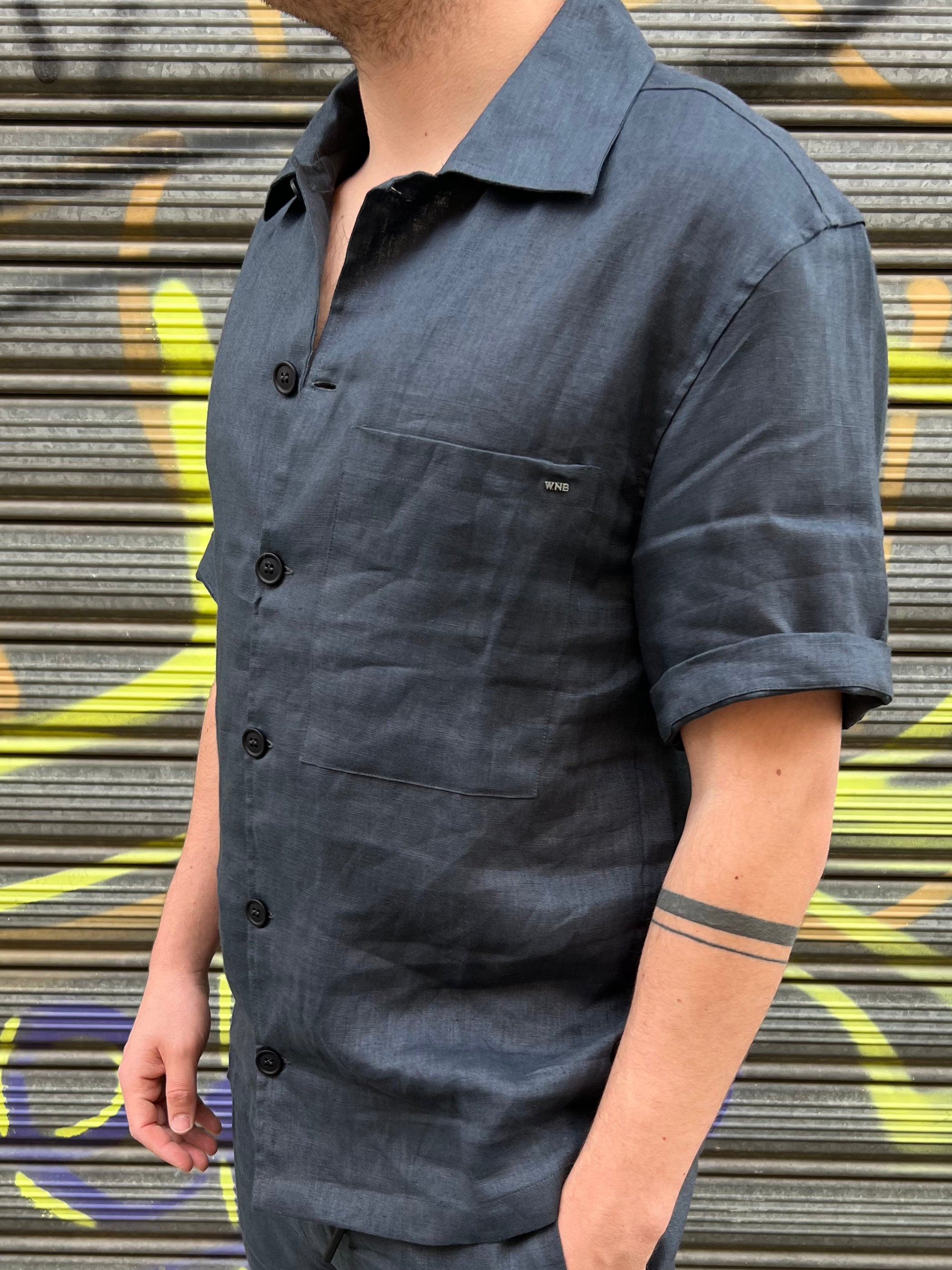 Camicia Why Not Brand Lino Blu (6869925363765)