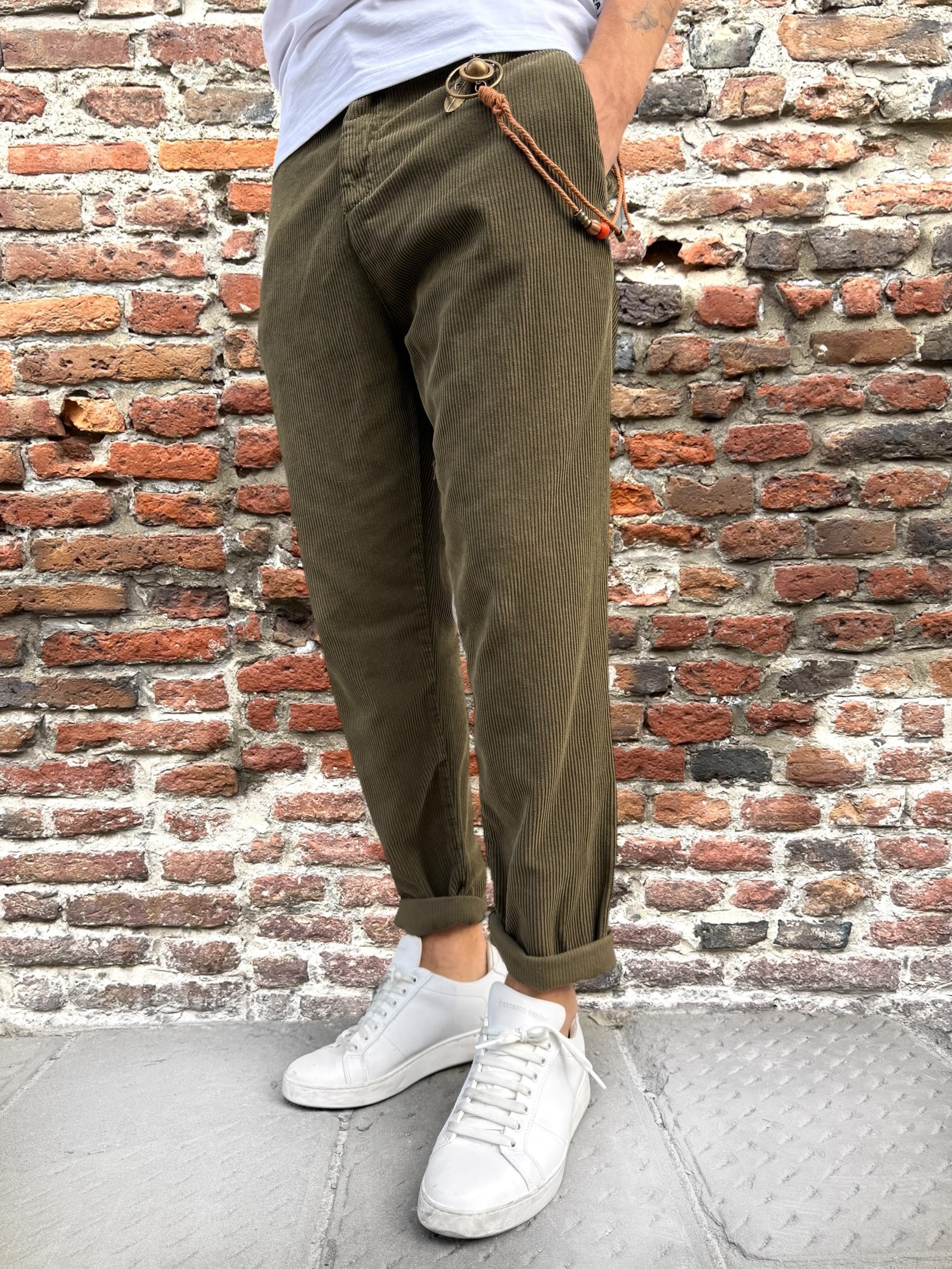 Pantalone Over-D Velluto Tapered Militare P57 (12267067638100)