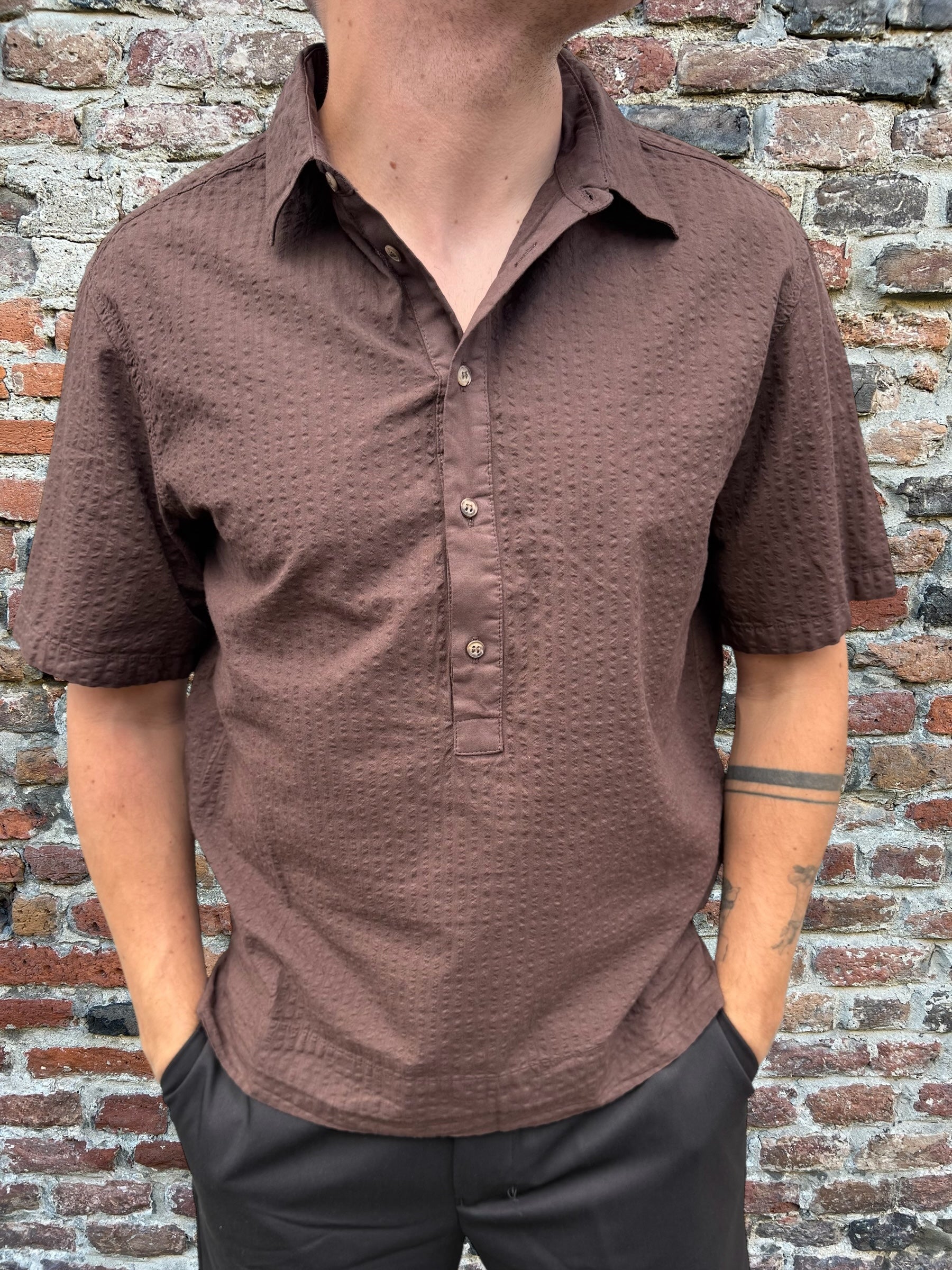 Camicia Berna Serafino Cioccolato 416 (12155637498196)