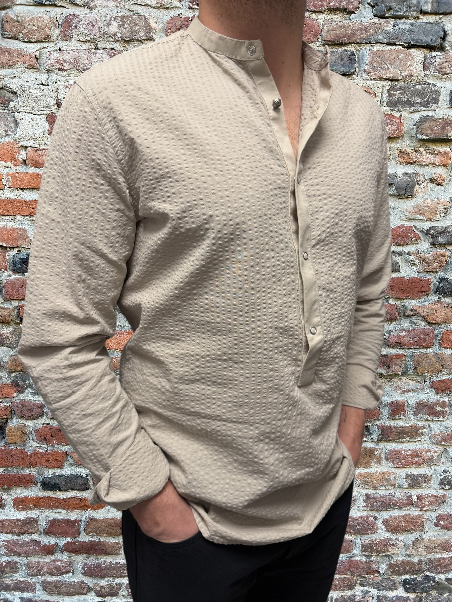 Camicia Imperial Seersucker Coreana Beige (11936684245332)