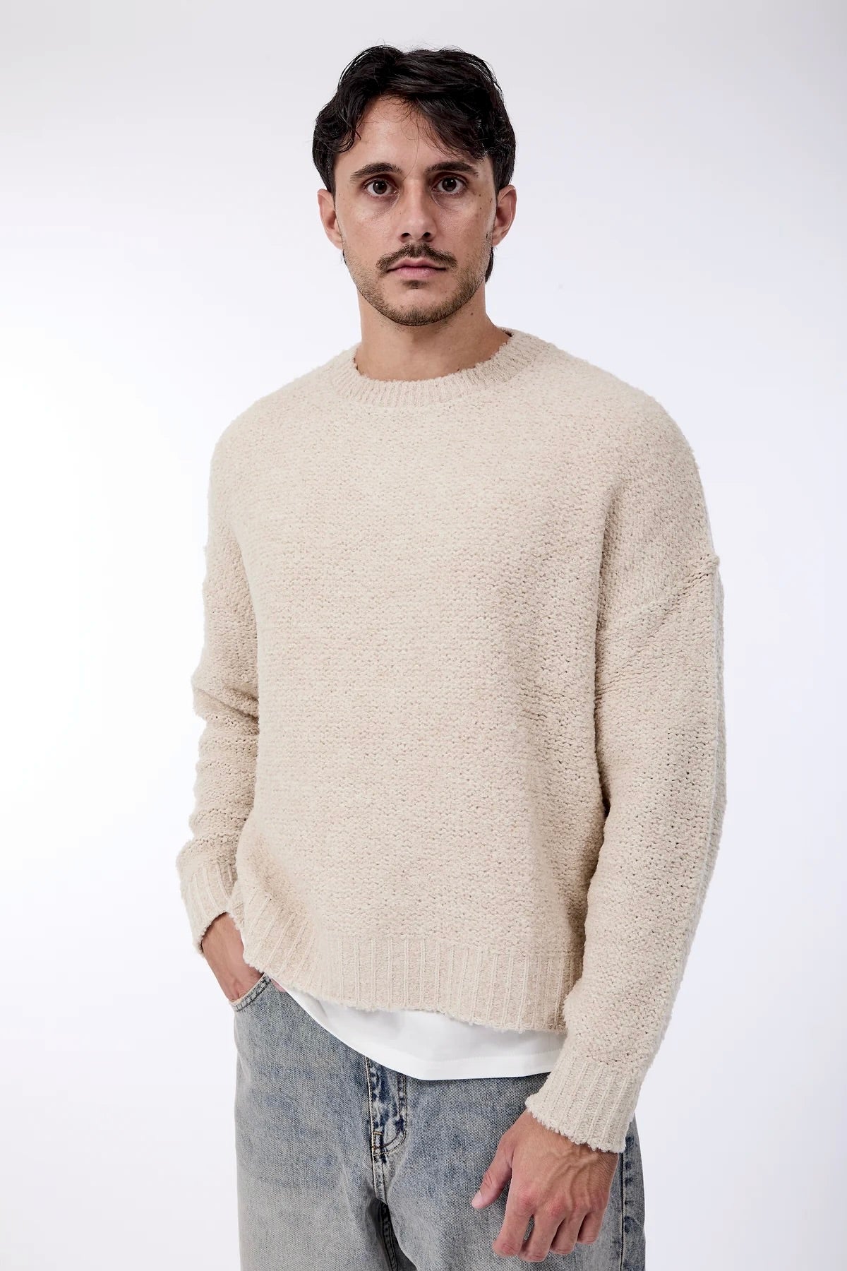 Maglione Over-d Bouclé Cropped Corda M65