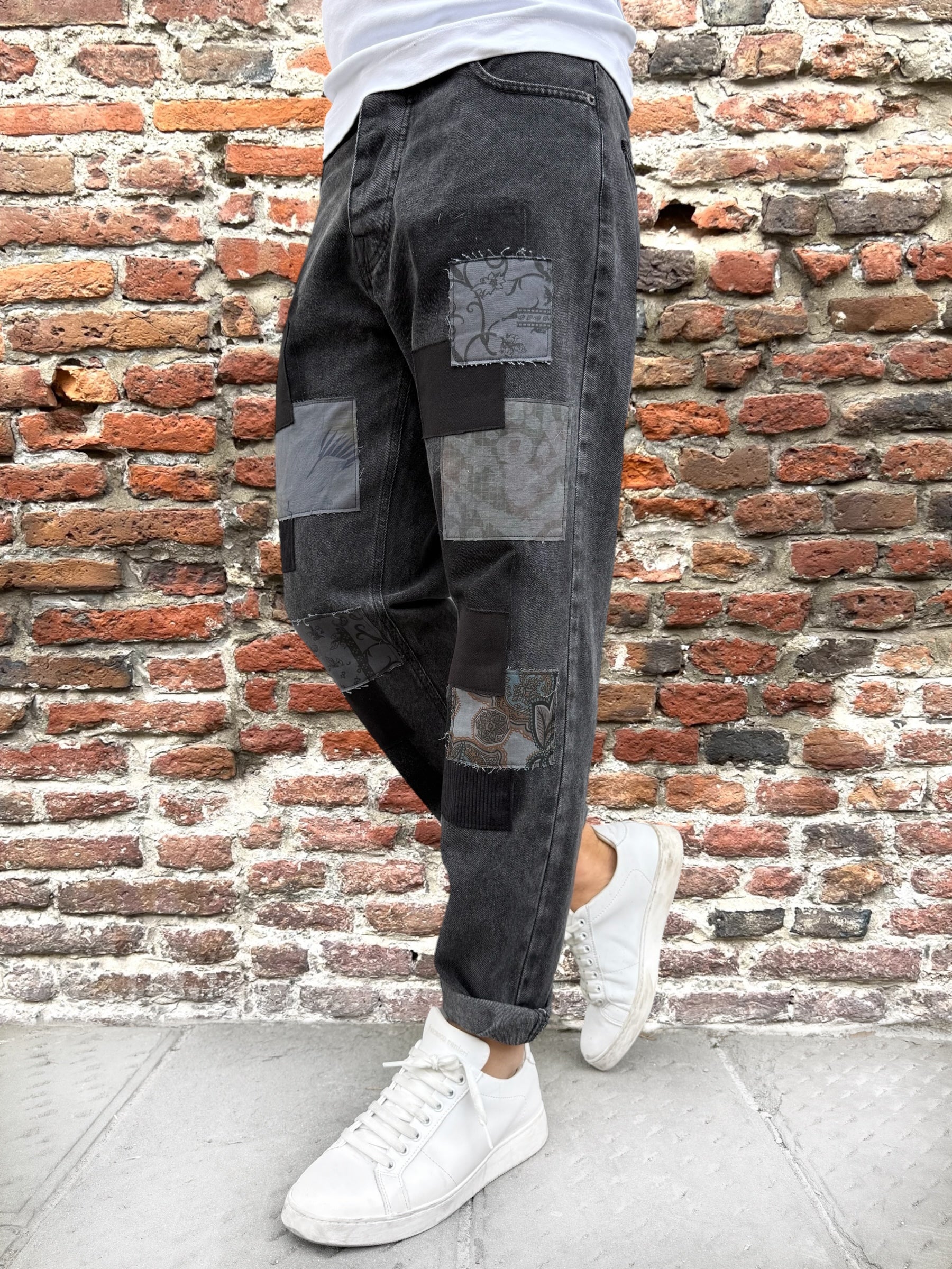 Jeans Block Eleven Patch Nero 3630 (12267292655956)