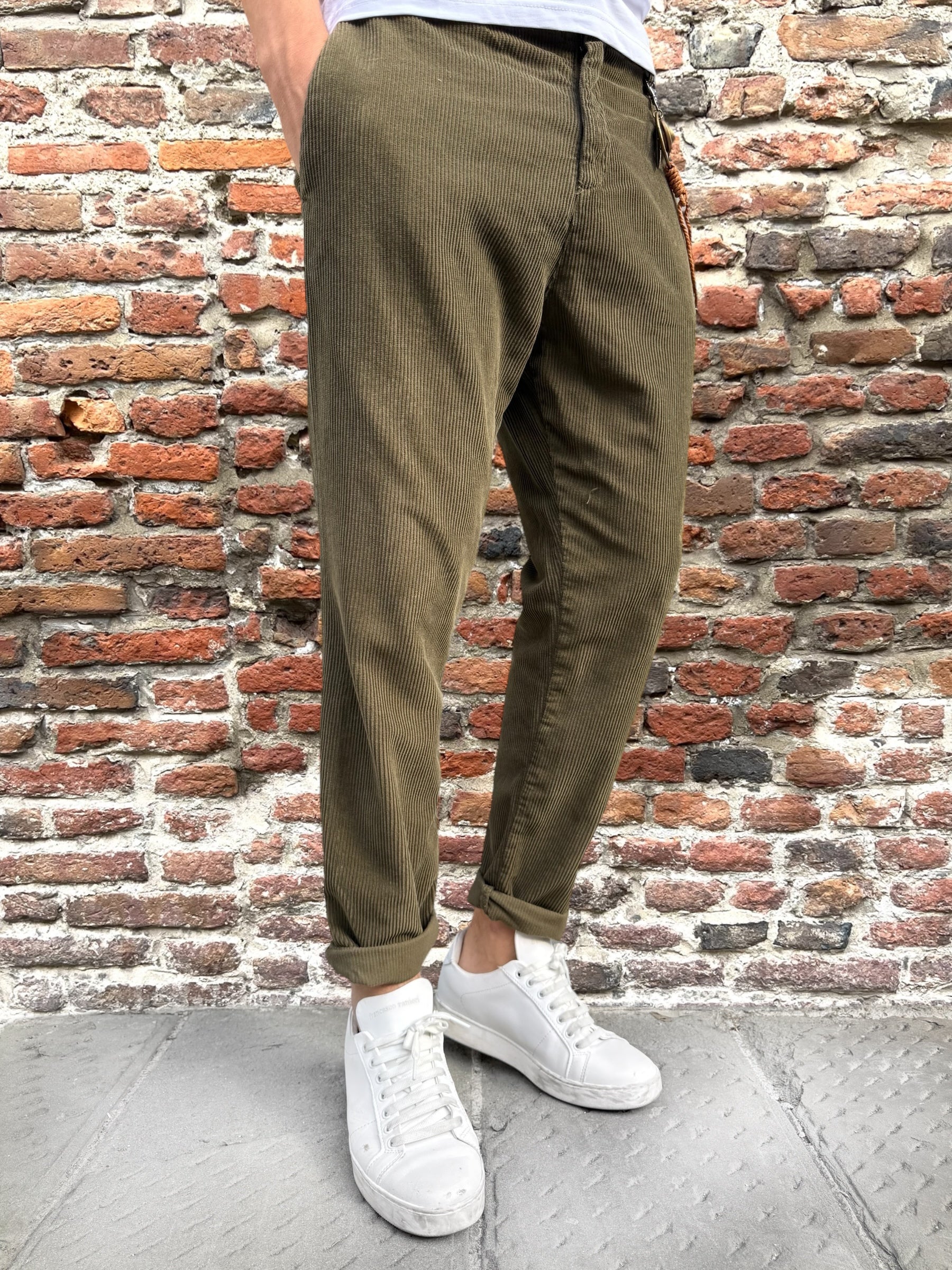 Pantalone Over-D Velluto Tapered Militare P57 (12267067638100)