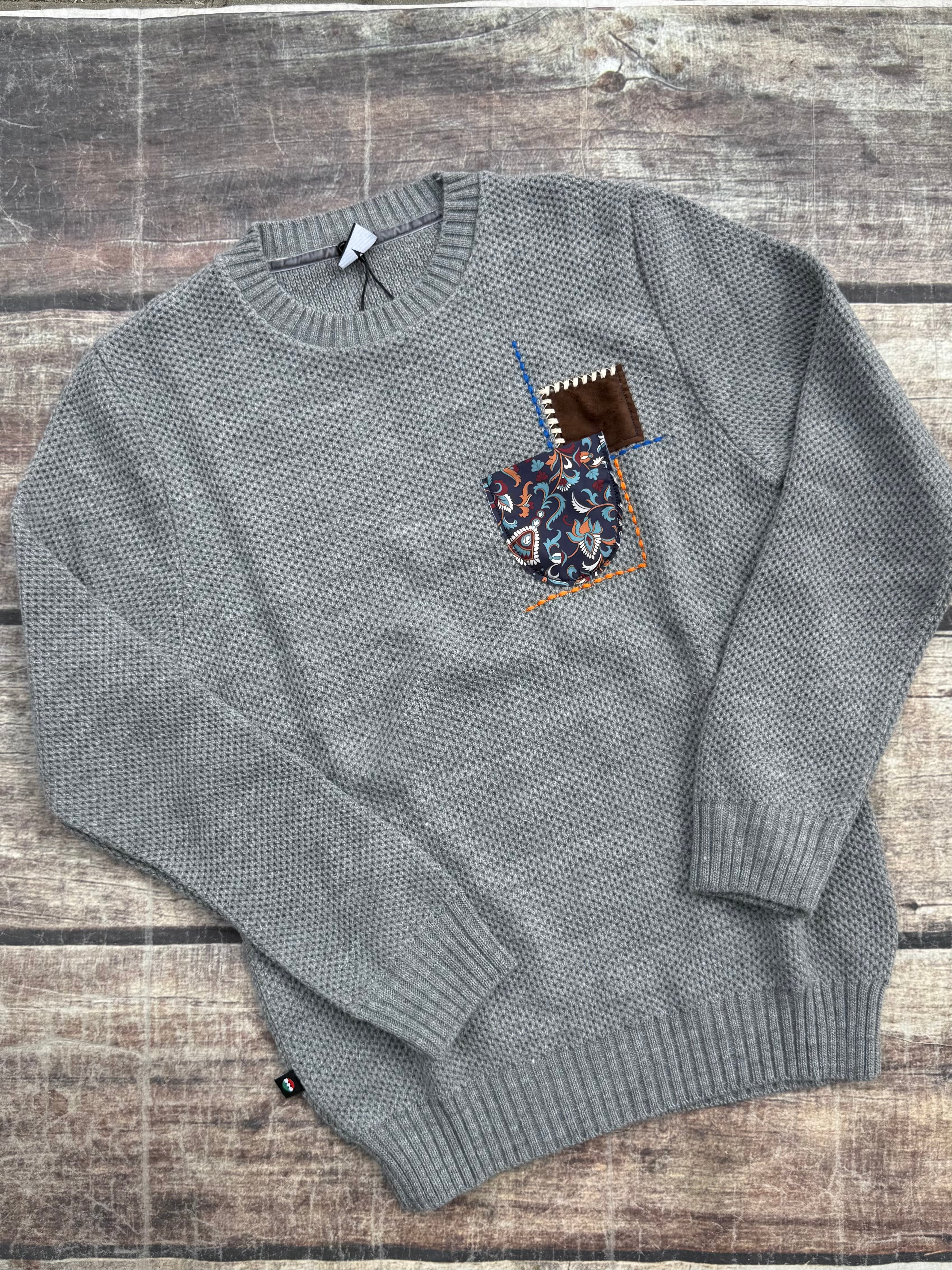 Maglione V2 Occhio di Pernice Patchwork Grigio (12255726240084)