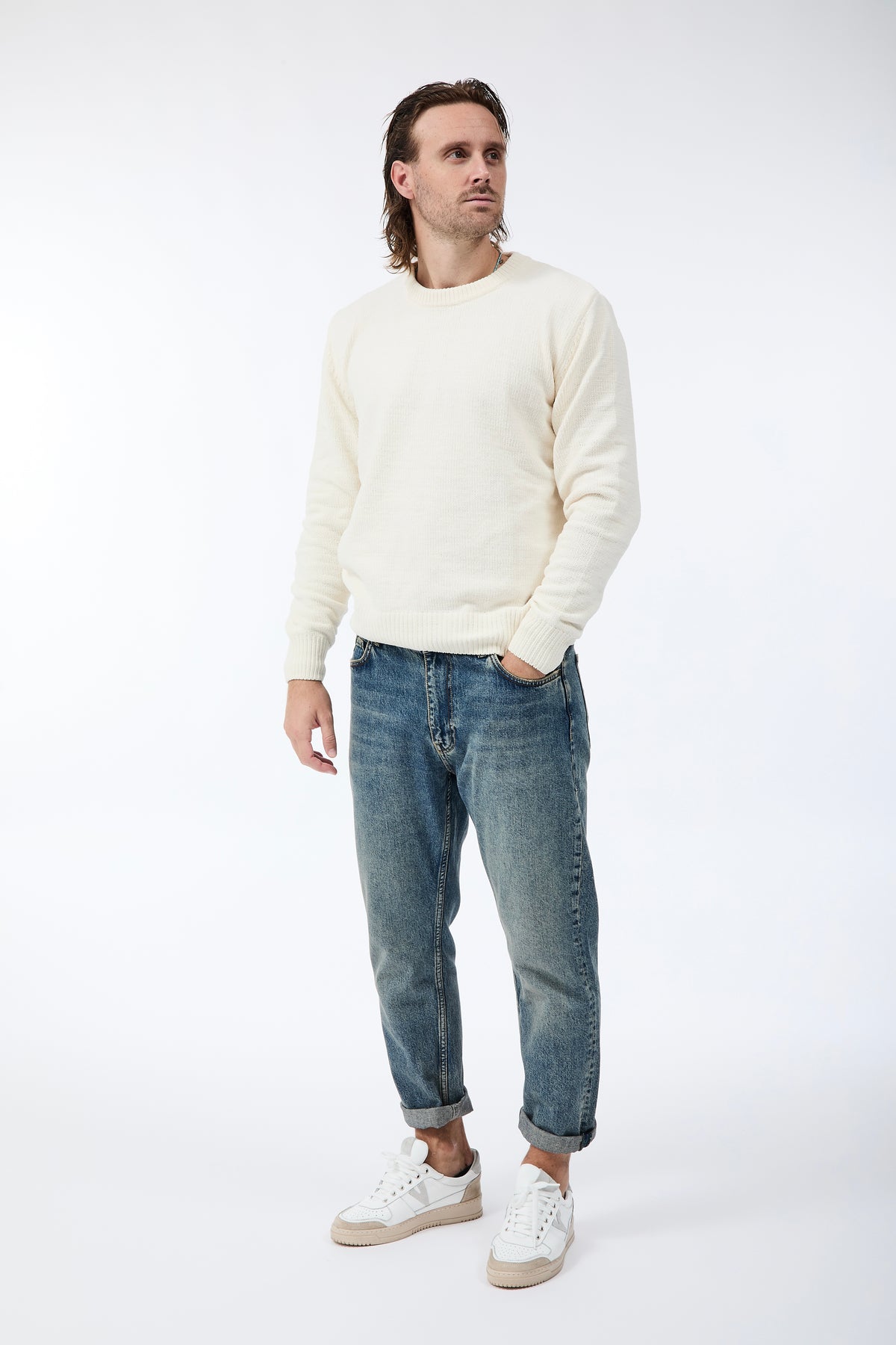 Maglione Gianni Lupo Ciniglia Bianco 535
