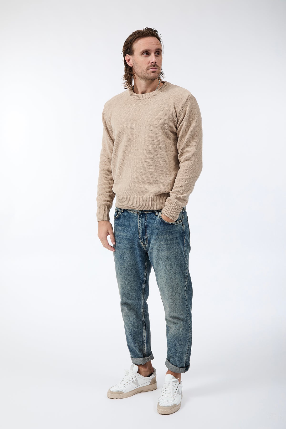 Maglione Gianni Lupo Ciniglia Beige 535