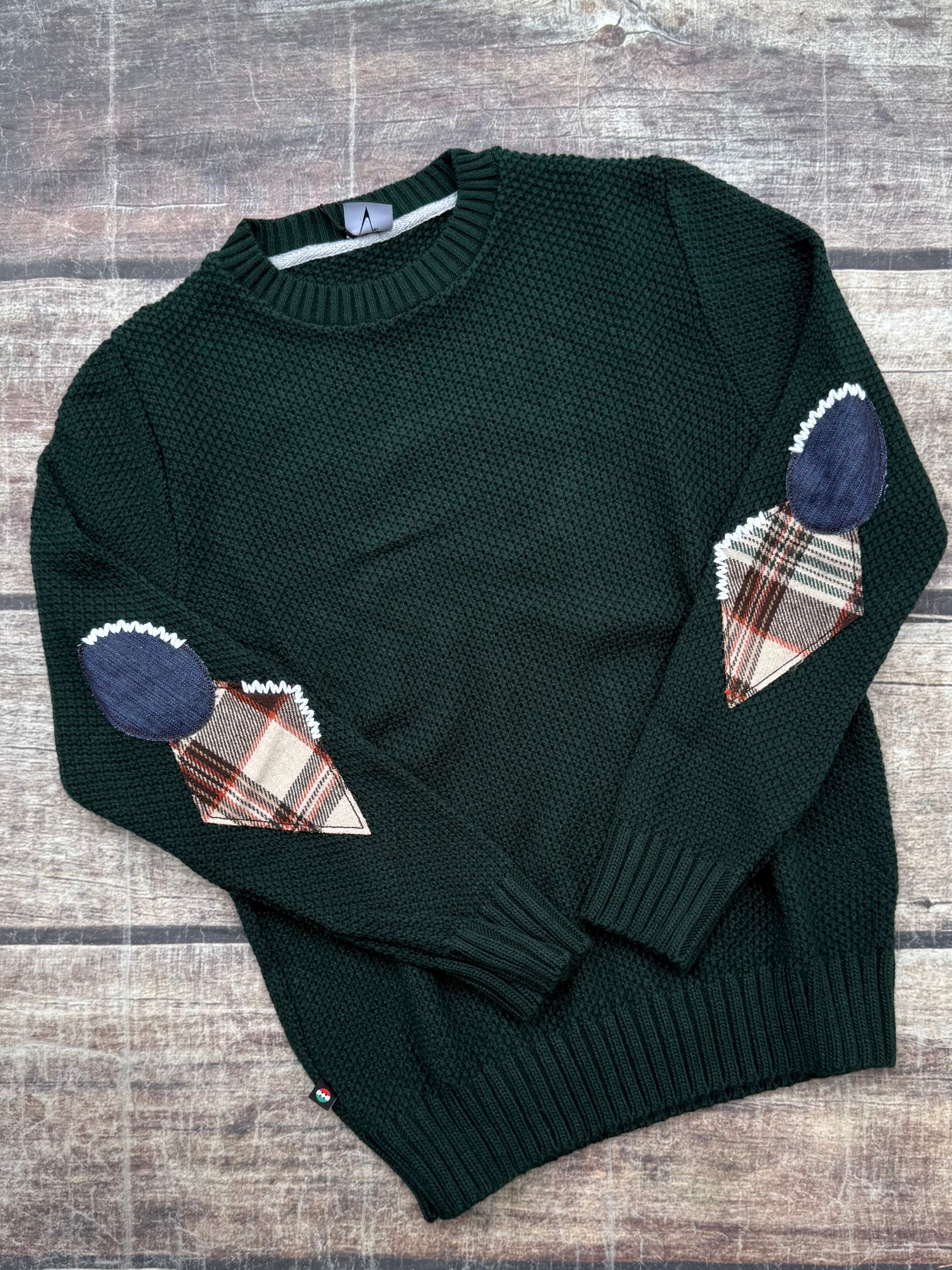 Maglione V2 Punto Riso Toppe Verde (12255735087444)