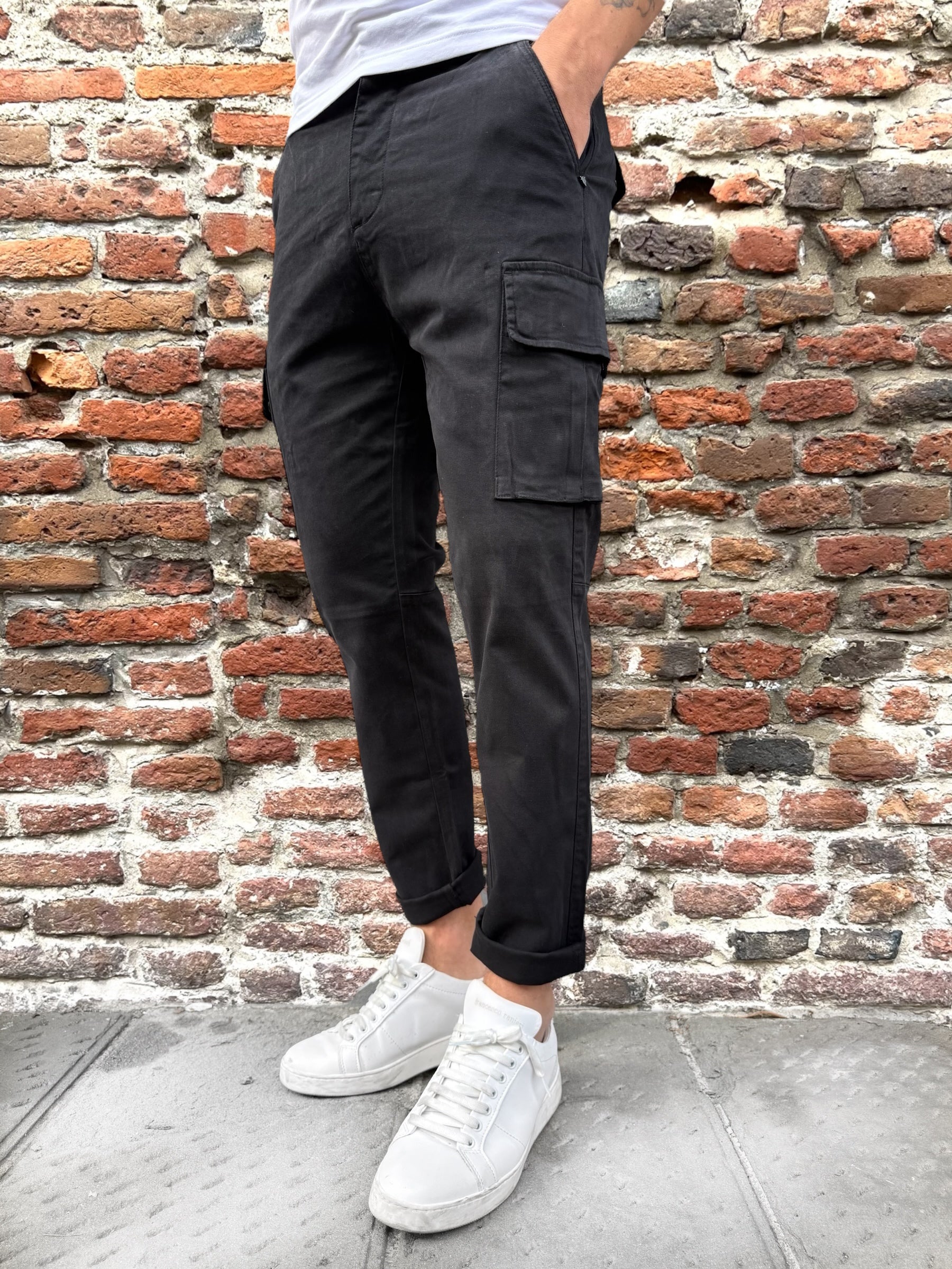 Pantalone Gianni Lupo Cargo Nero 326 (12247710237012)