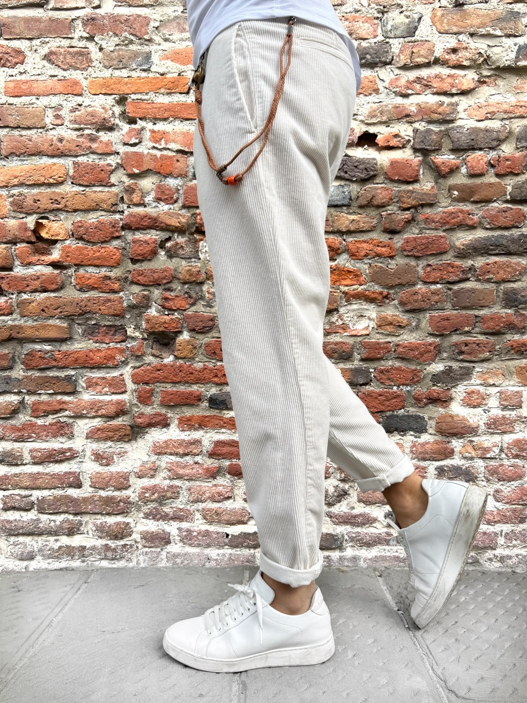 Pantalone Over-D Velluto Tapered Panna P57 (12267067834708)