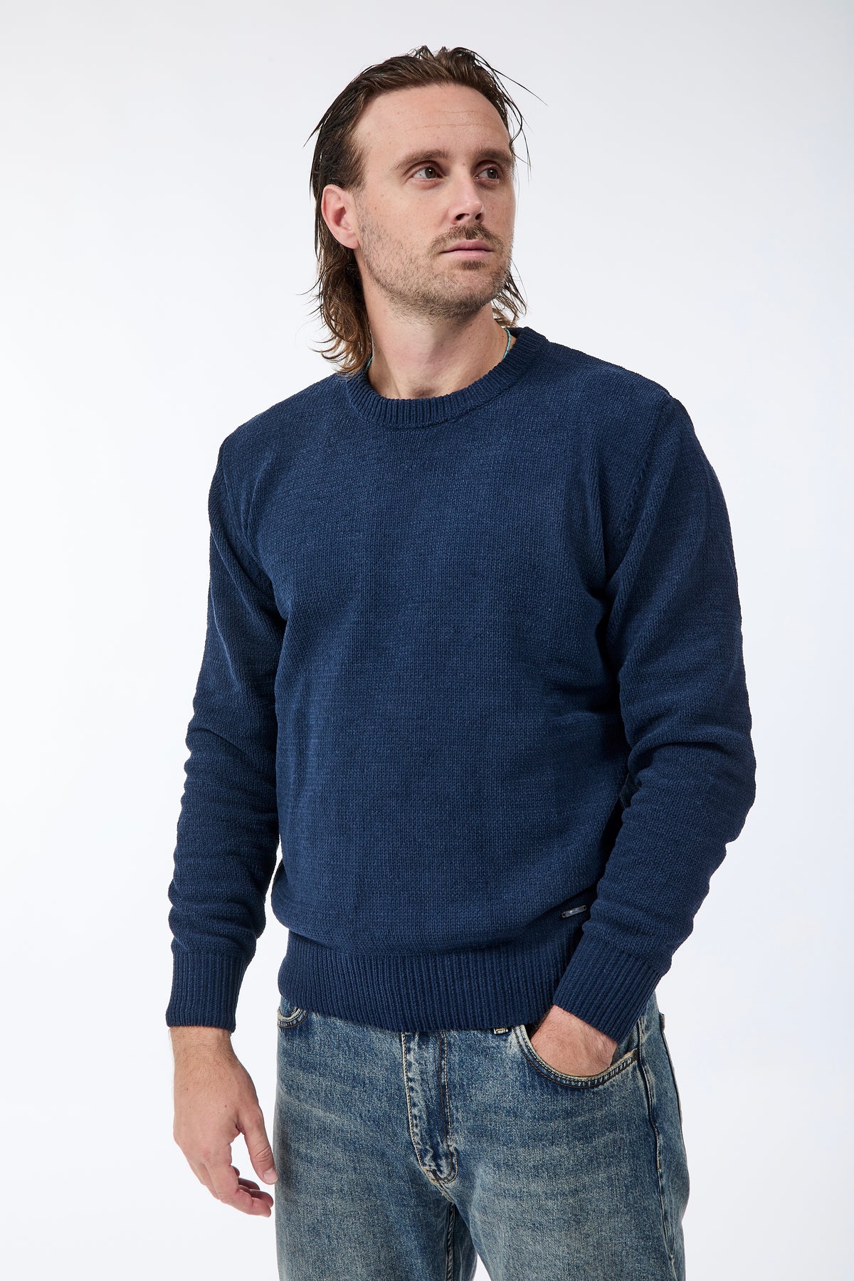 Maglione Gianni Lupo Ciniglia Navy 535