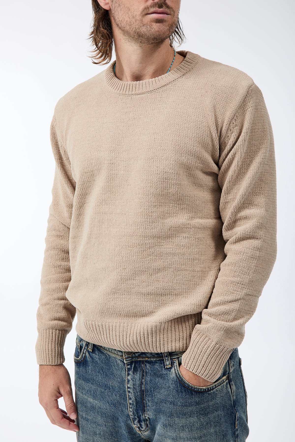 Maglione Gianni Lupo Ciniglia Beige 535