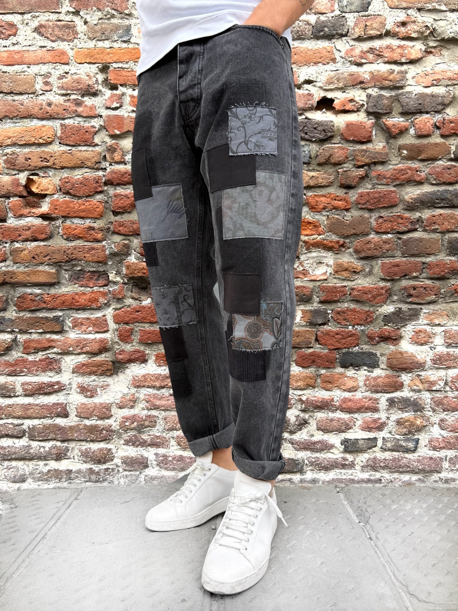 Jeans Block Eleven Patch Nero 3630 (12267292655956)