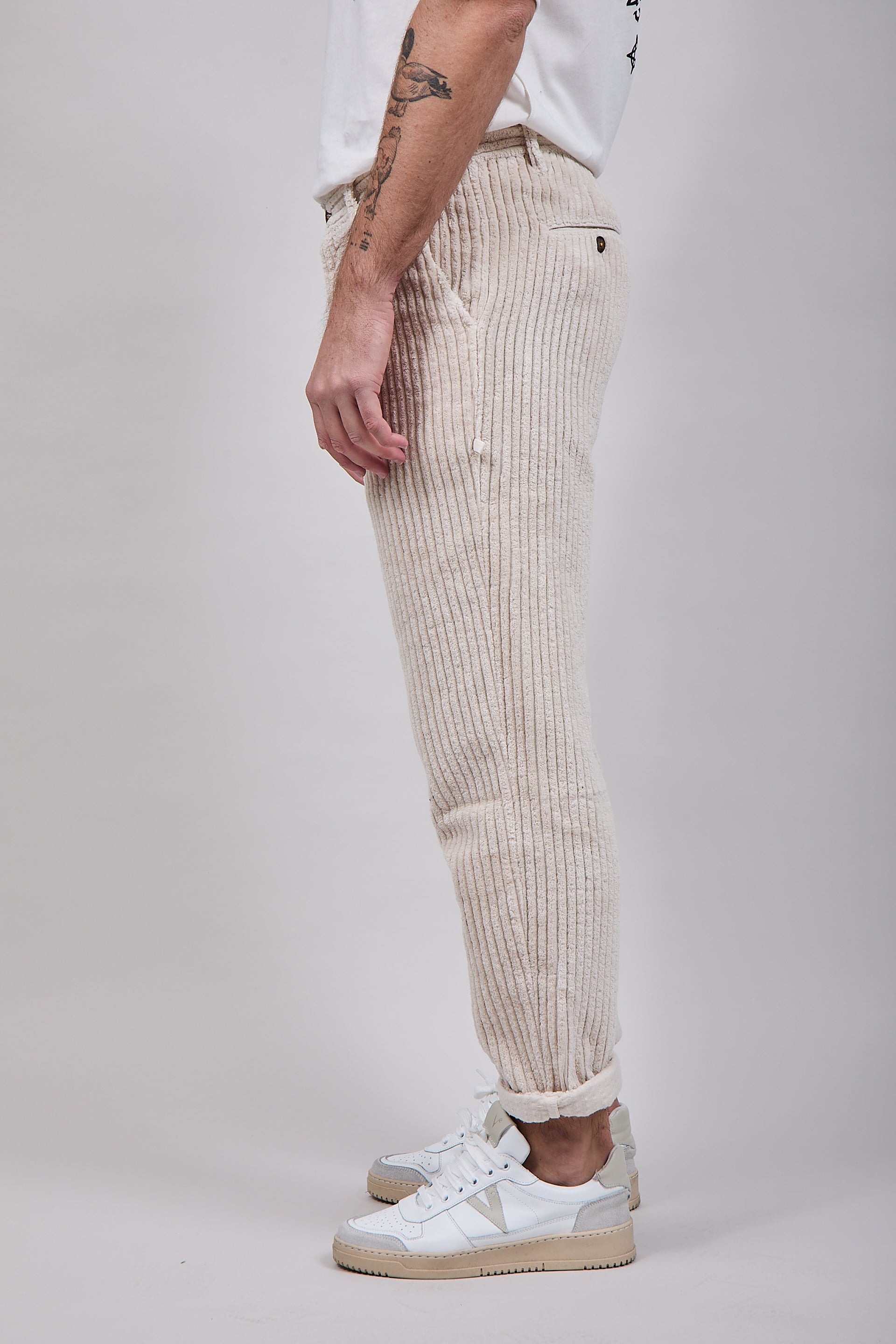 Pantalone Block Eleven Velluto Canvas Panna