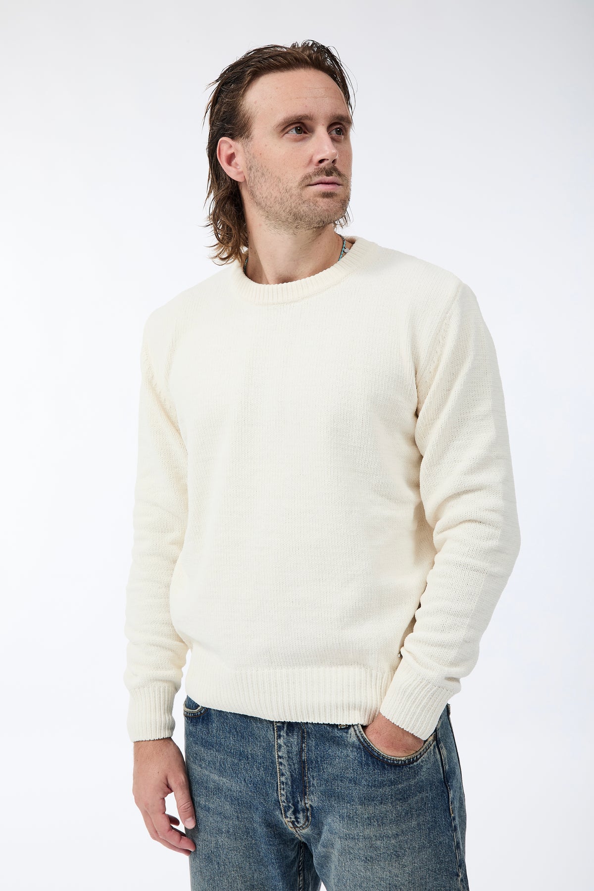 Maglione Gianni Lupo Ciniglia Bianco 535