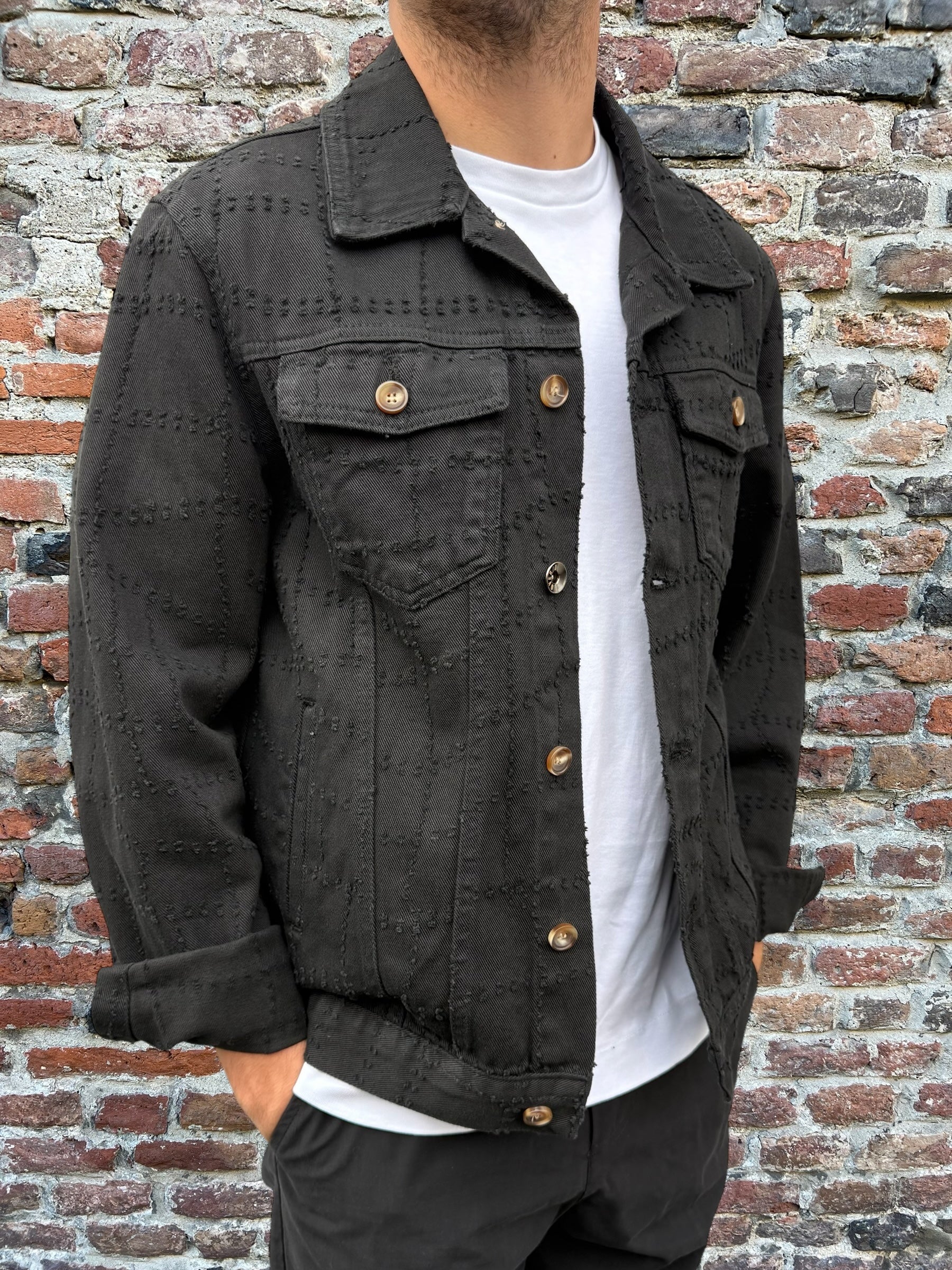 Giacchetto Jeans Over-D  Trucker Nero J48 (12267232657748)