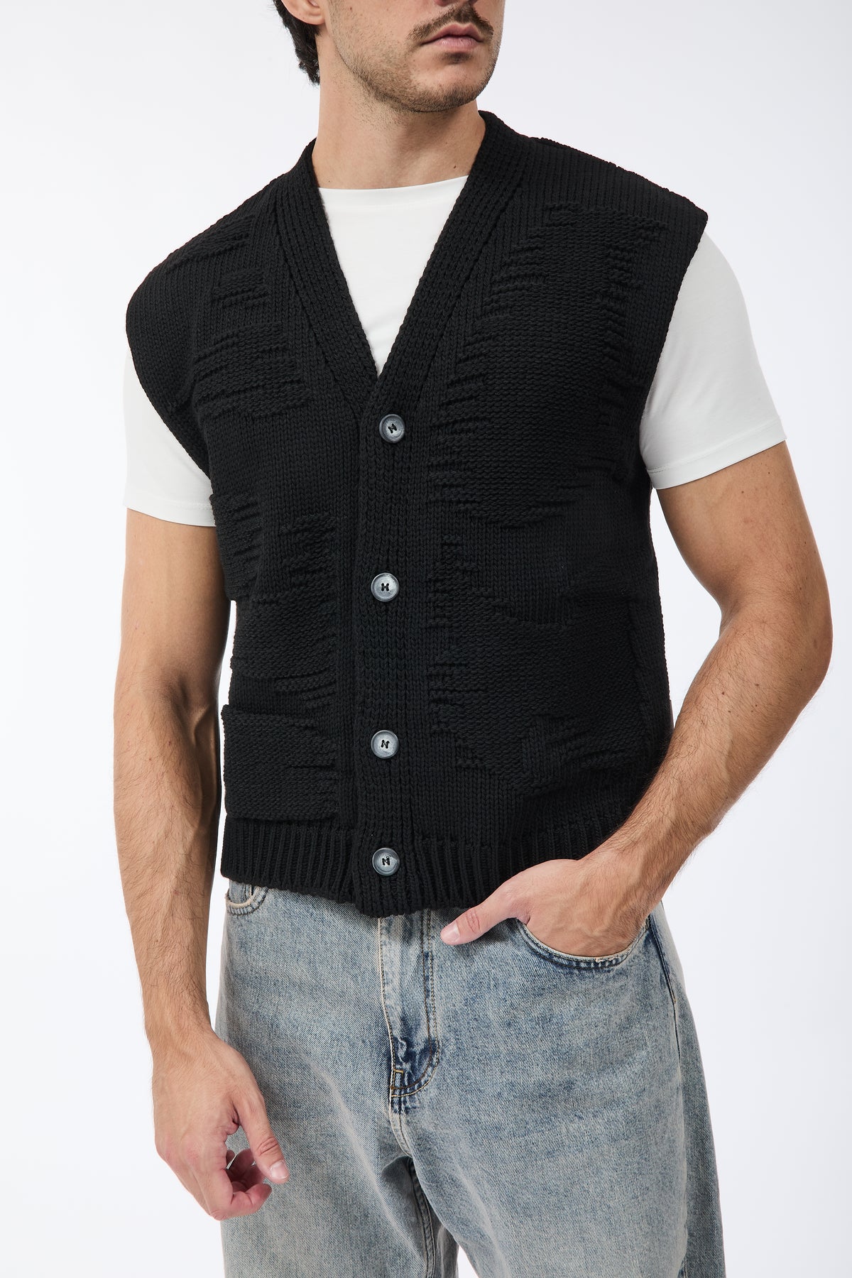 Cardigan Berna Smanicato Nero 016