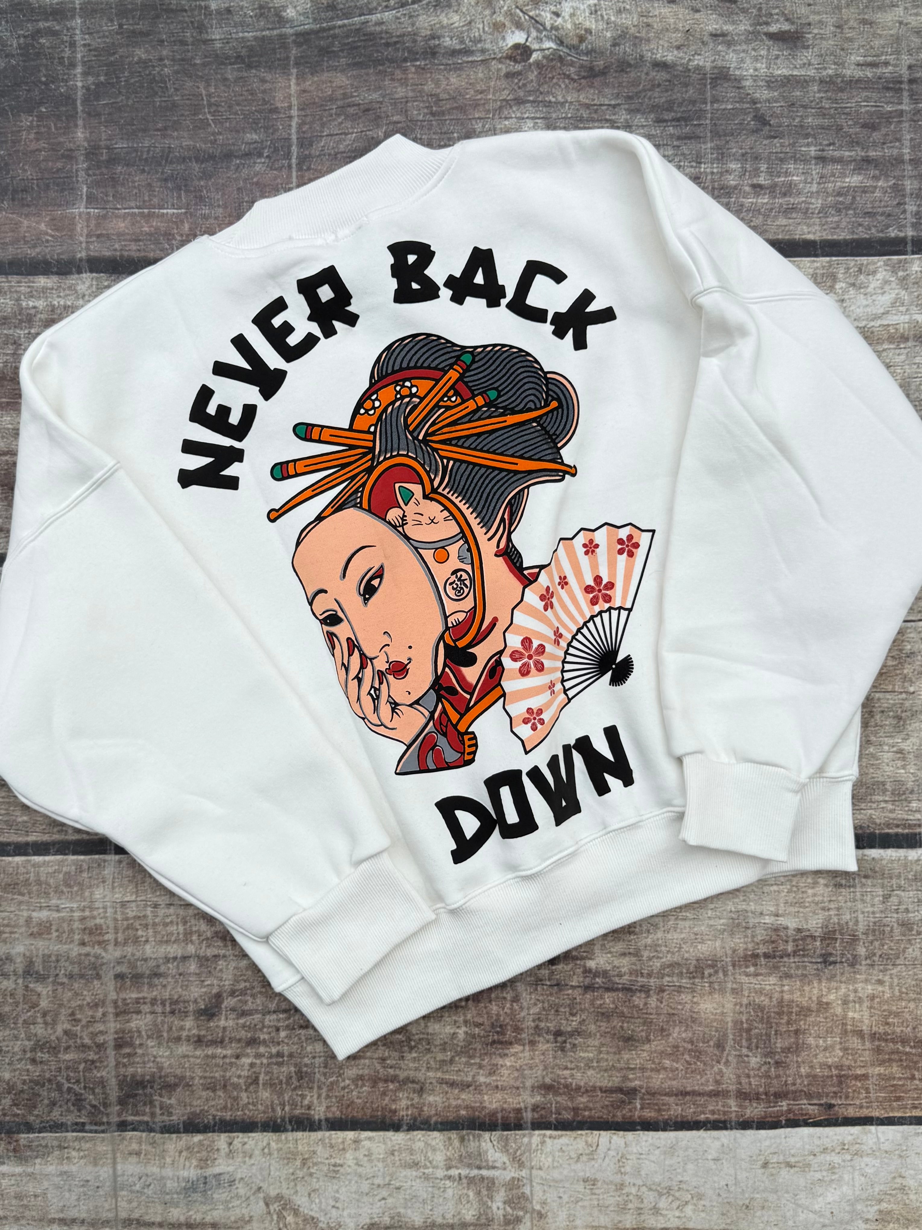 Felpa Berna Crop Never Back Down Panna (12239553331540)