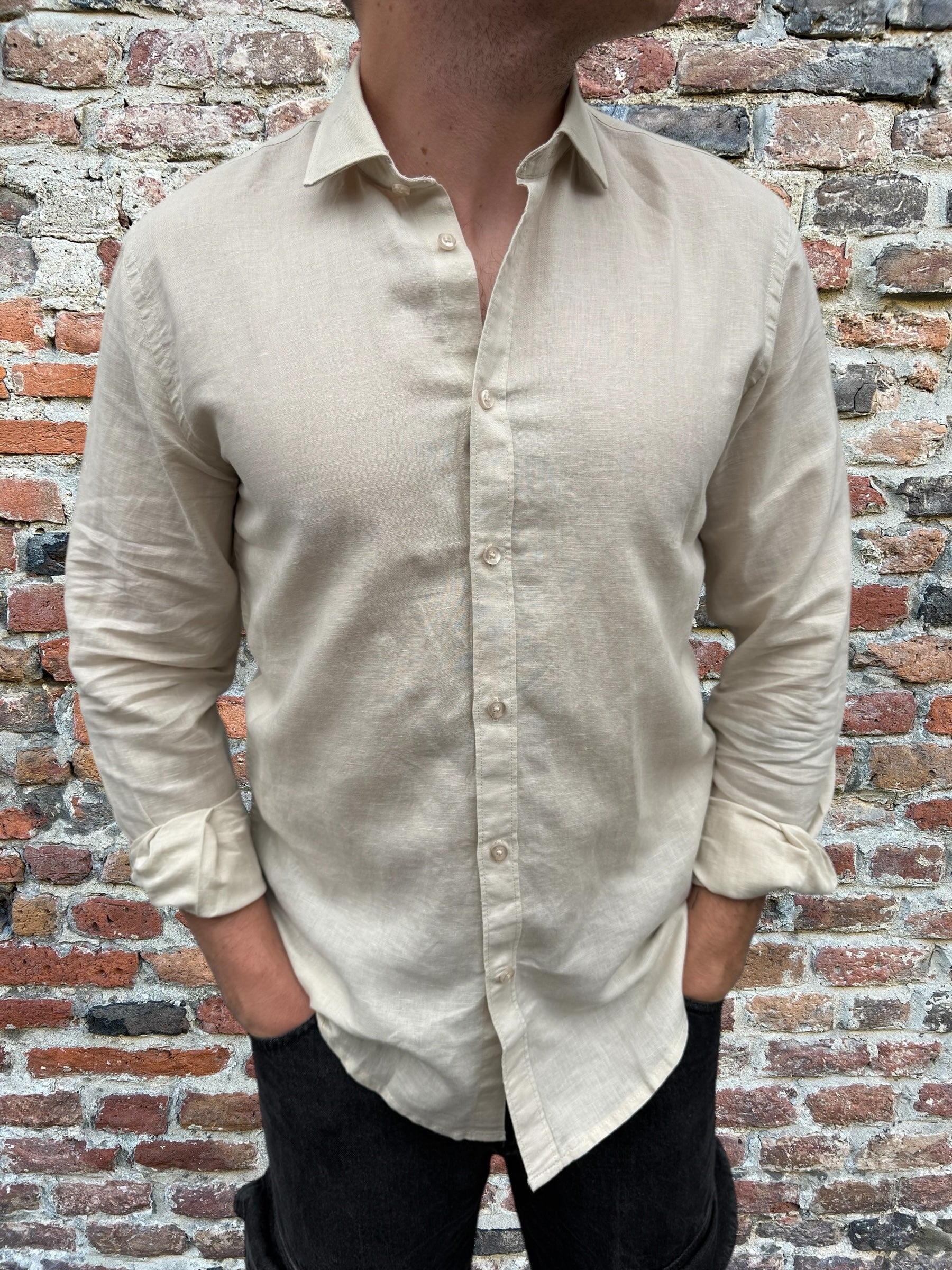 Camicia Over-d Lino Greige C27 (12064311640404)