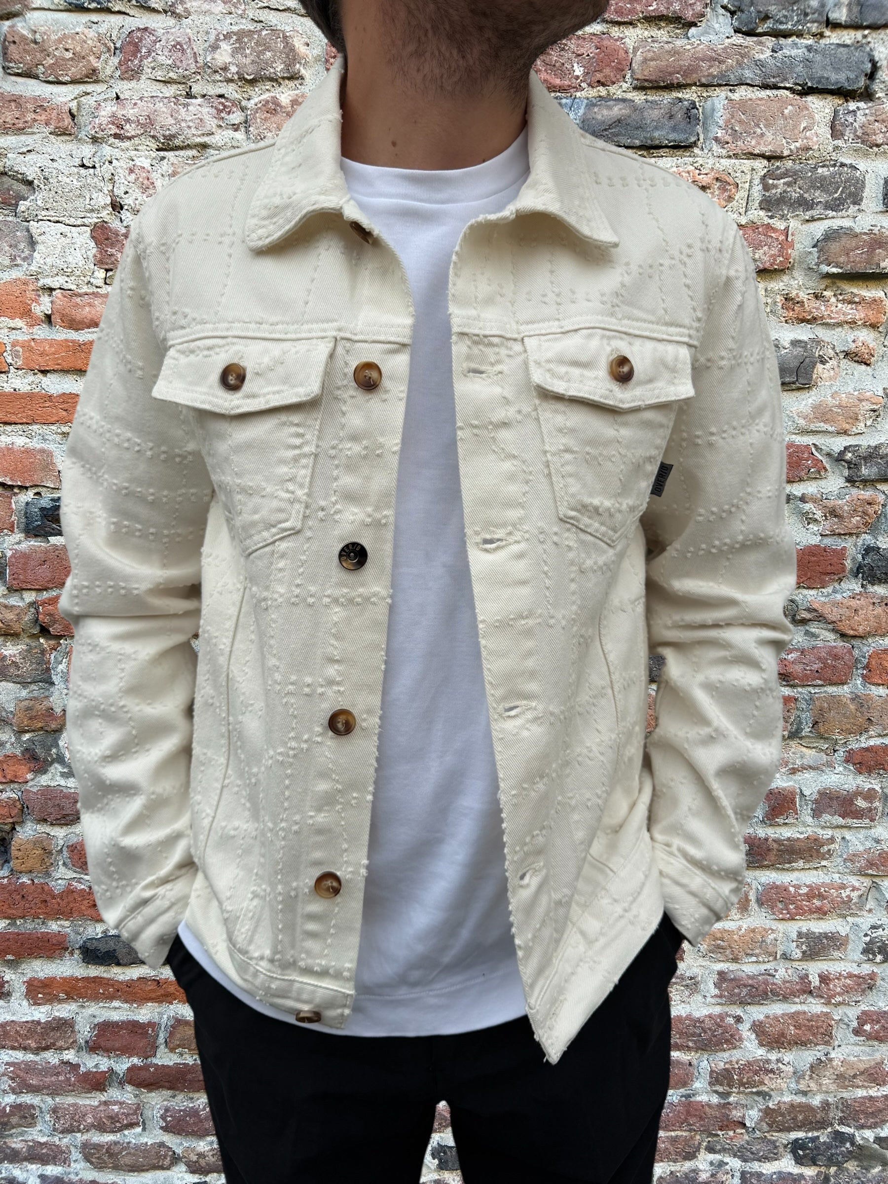Giacchetto Jeans Over-D  Trucker Panna J48 (12267232035156)