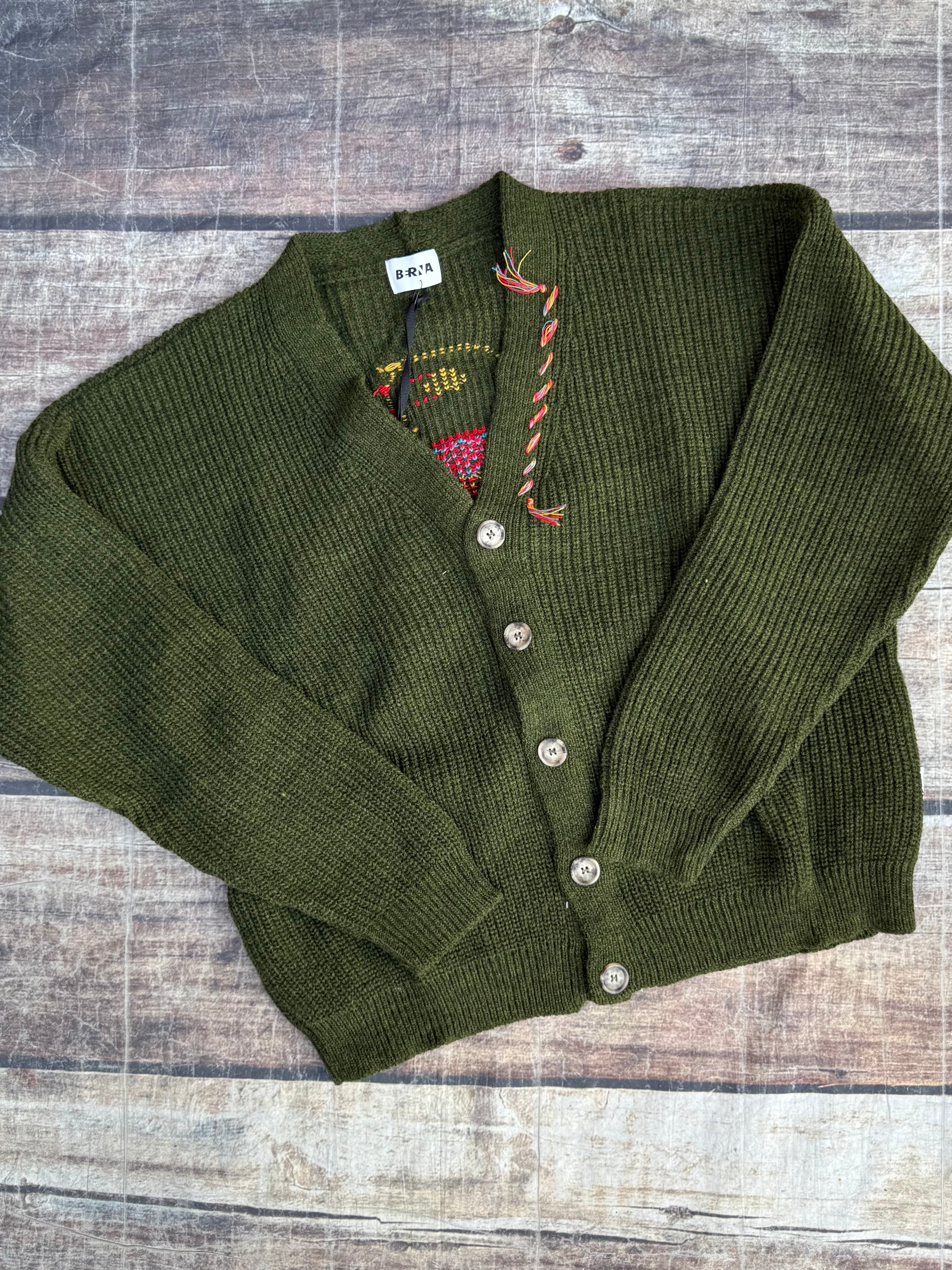 Cardigan Berna Over Jacquared Verde 014 (12220061811028)
