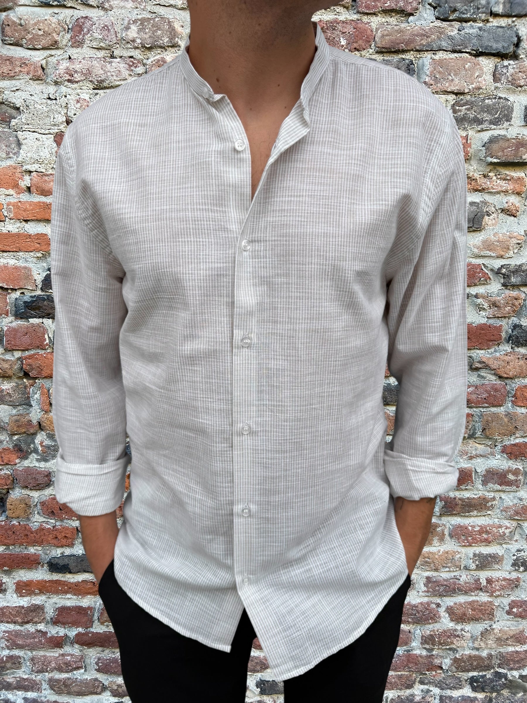 Camicia Why Not Brand Rigata Beige K58 (12154586890580)