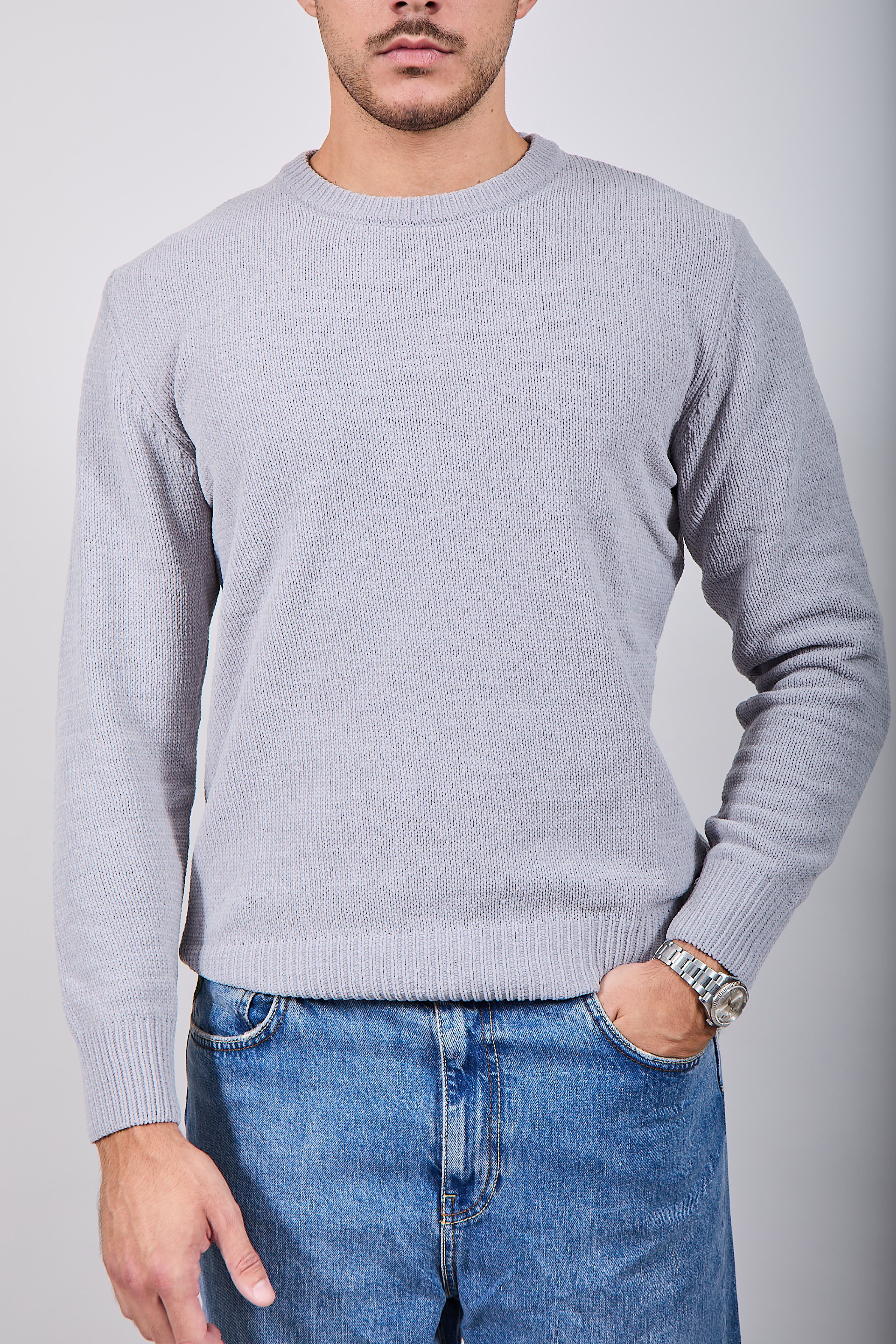 Maglione Gianni Lupo Ciniglia Grigio 535 (12245638644052)