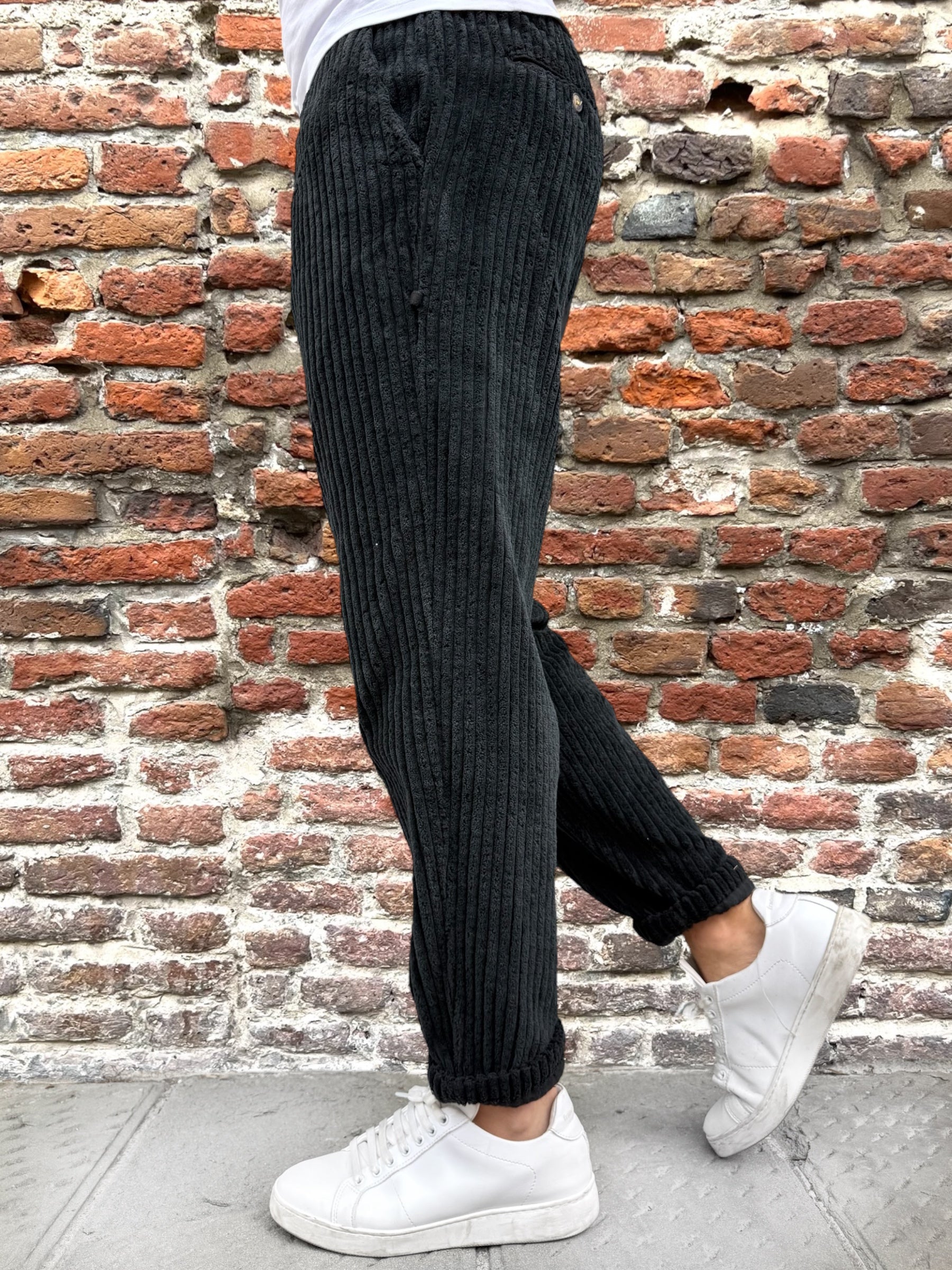 Pantalone Block Eleven Velluto Canvas Nero (12242337169748)