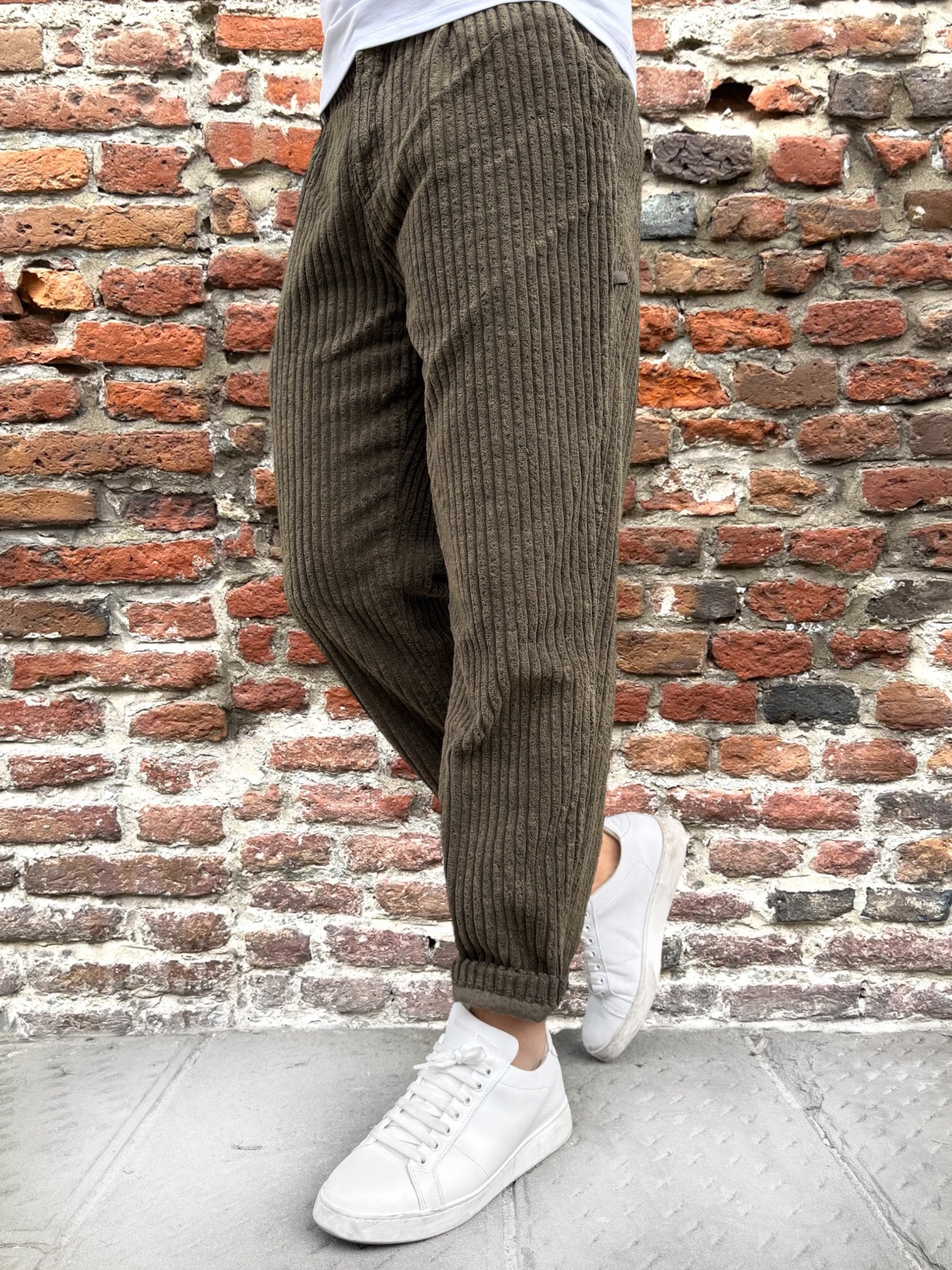 Pantalone Block Eleven Velluto Canvas Verde Oliva (12242330550612)
