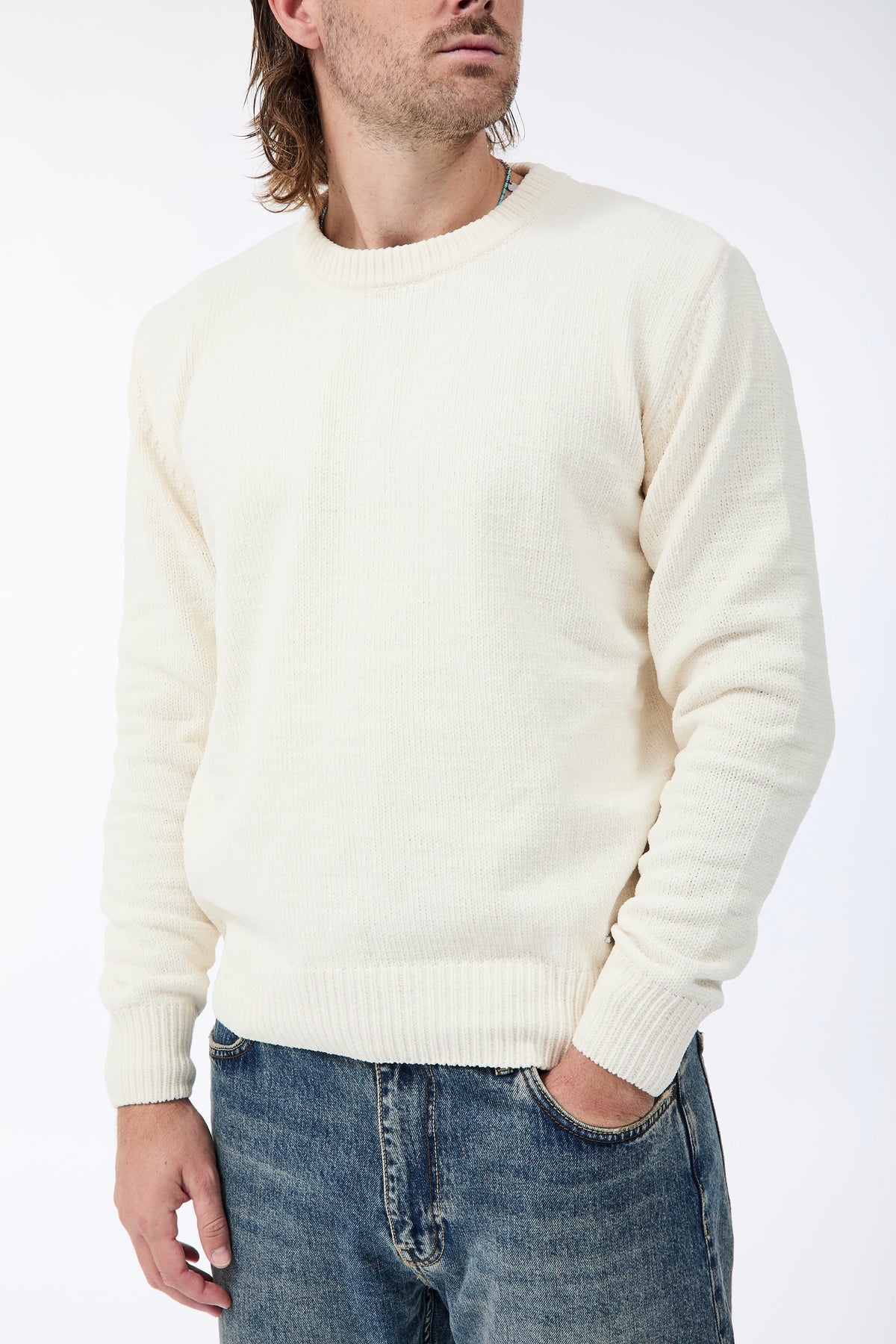 Maglione Gianni Lupo Ciniglia Bianco 535