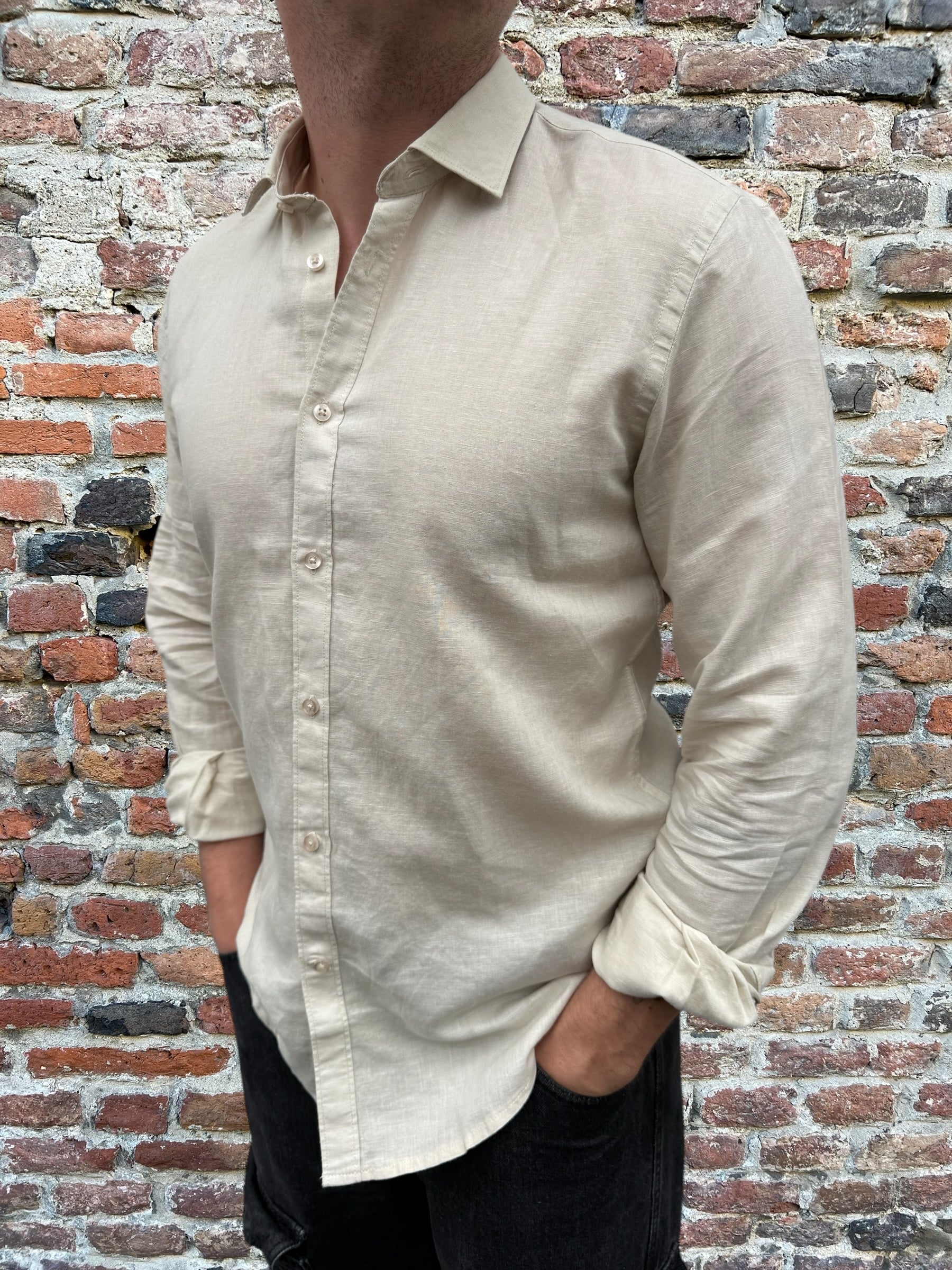Camicia Over-d Lino Greige C27 (12064311640404)