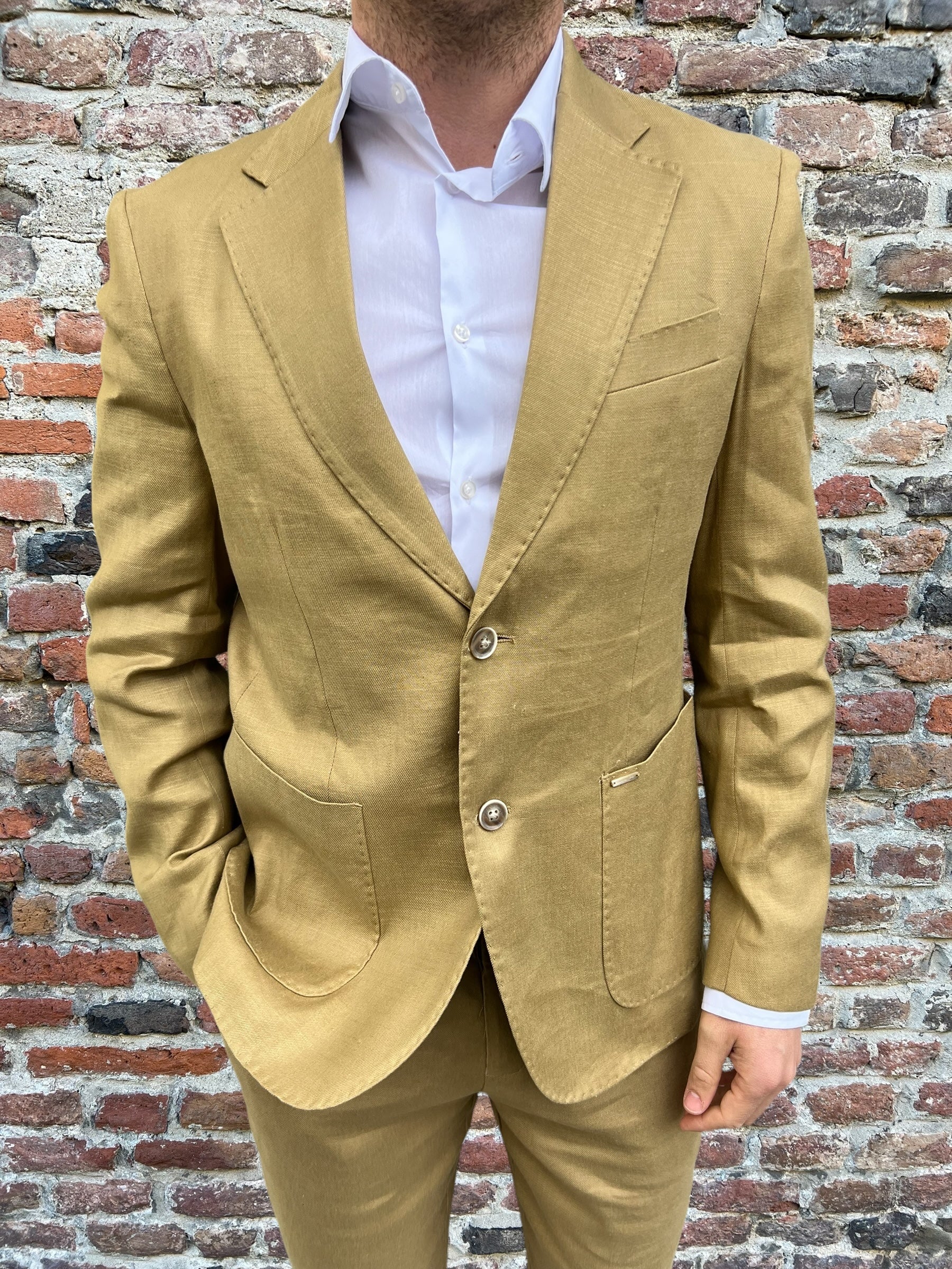 Giacca Gianni Lupo Lino Cammello 010 (9073297326420)
