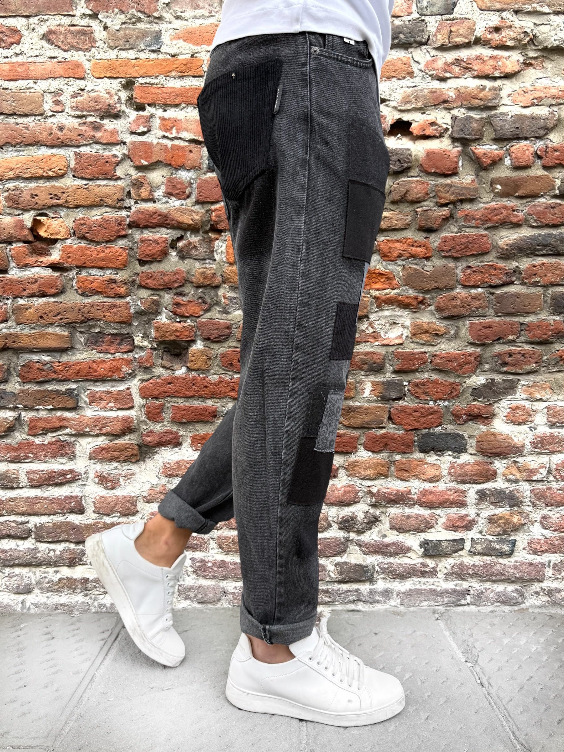 Jeans Block Eleven Patch Nero 3630 (12267292655956)