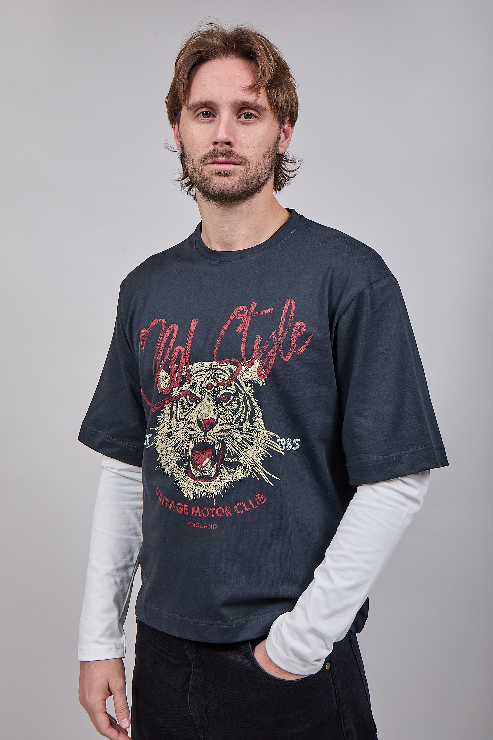 T-shirt Doppiamanica Berna Tigre Piombo