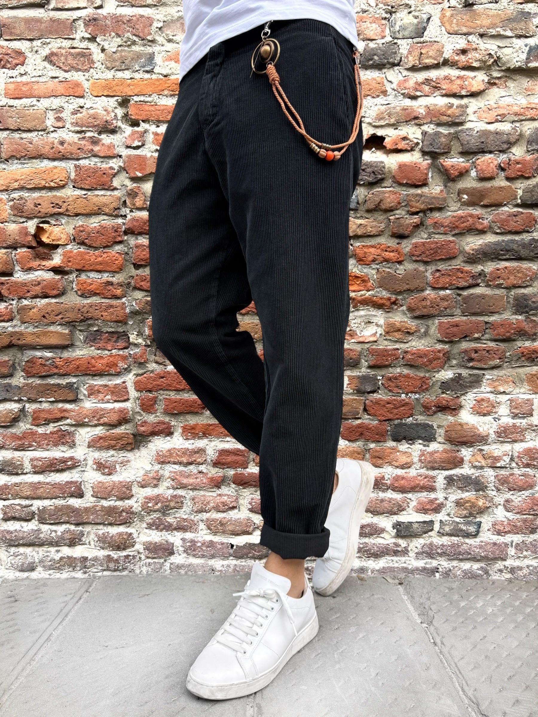 Pantalone Over-D Velluto Tapered Nero P57 (12267067146580)