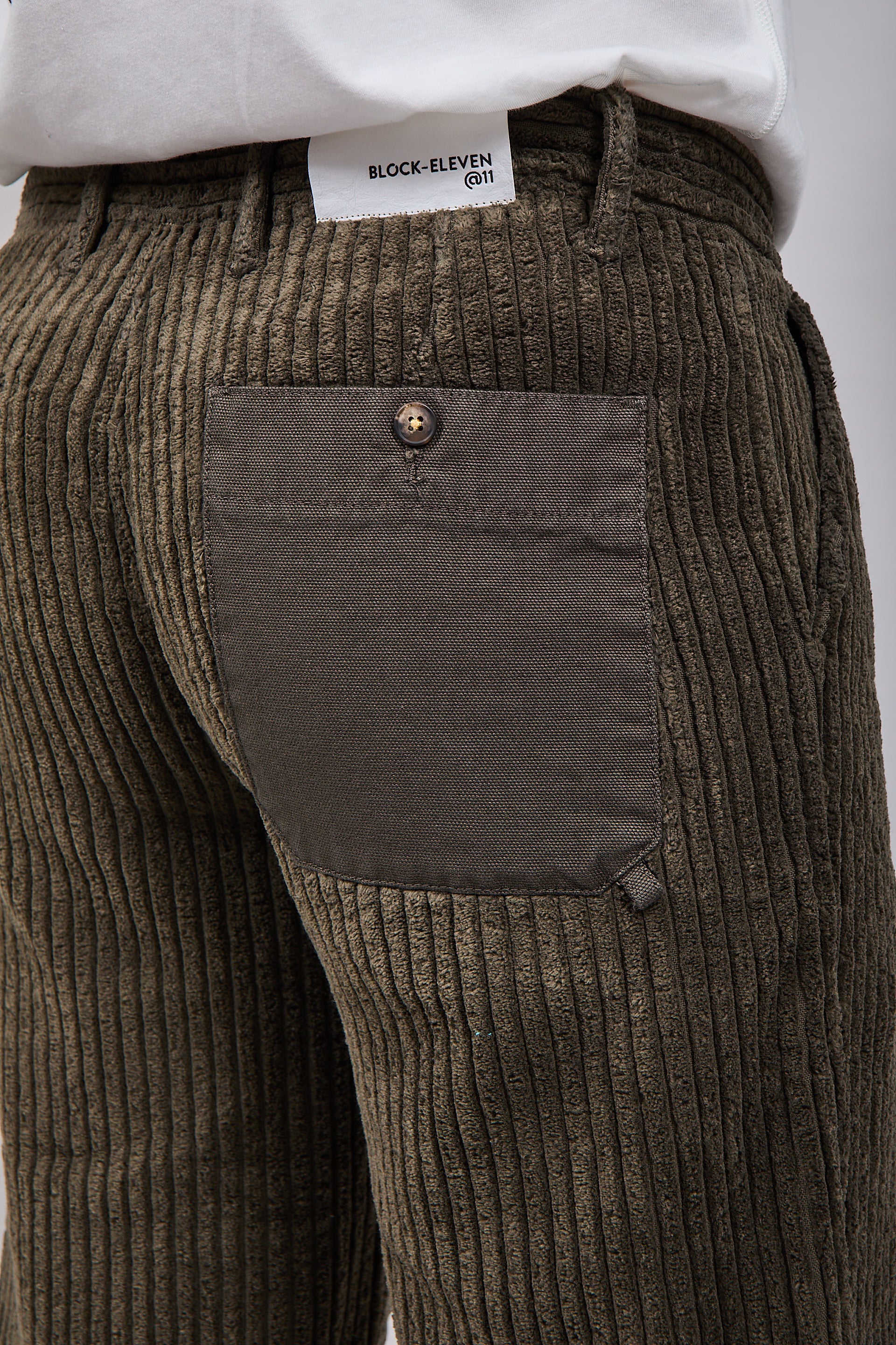 Pantalone Block Eleven Velluto Canvas Verde Oliva