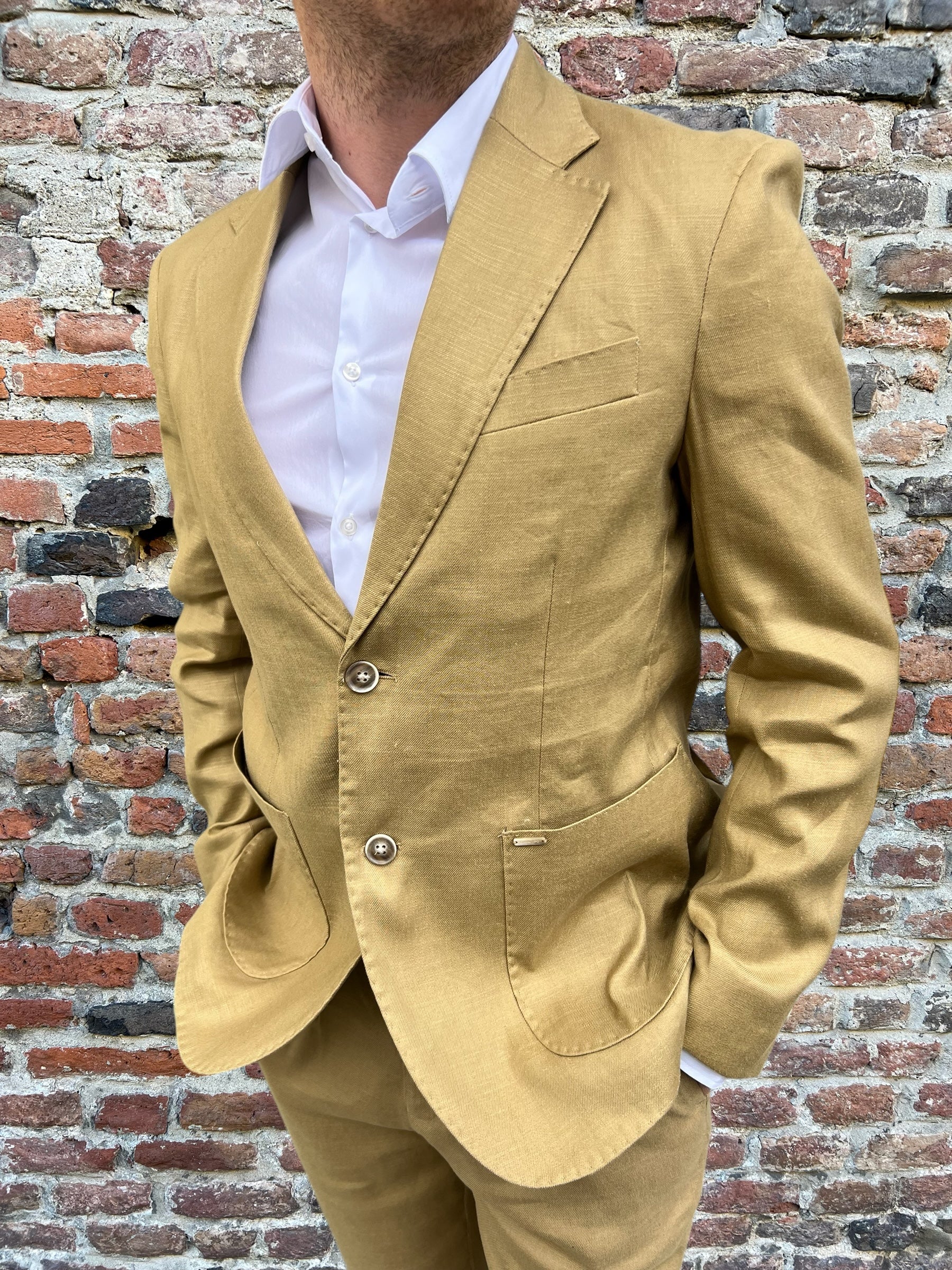 Giacca Gianni Lupo Lino Cammello 010 (9073297326420)