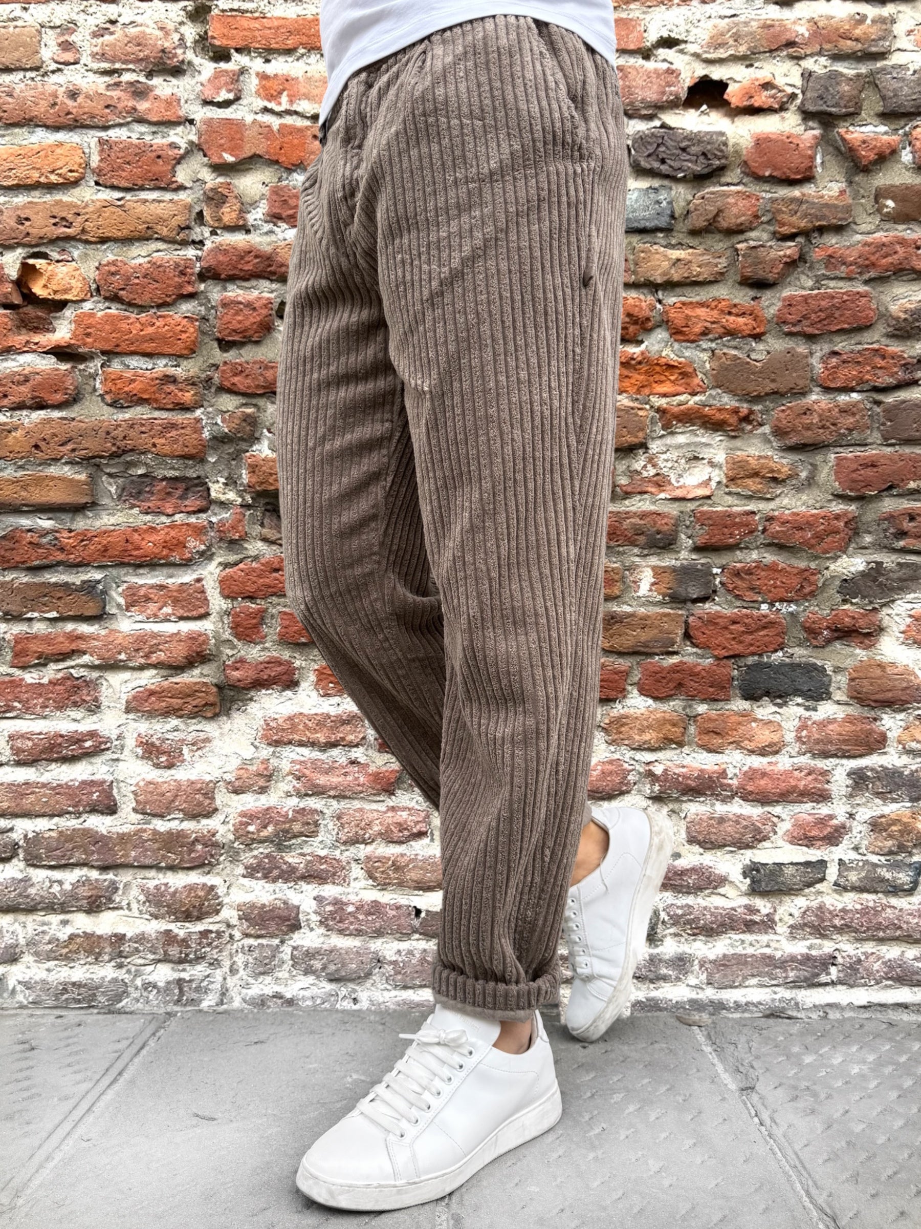 Pantalone Block Eleven Velluto Canvas Tortora (12242336055636)