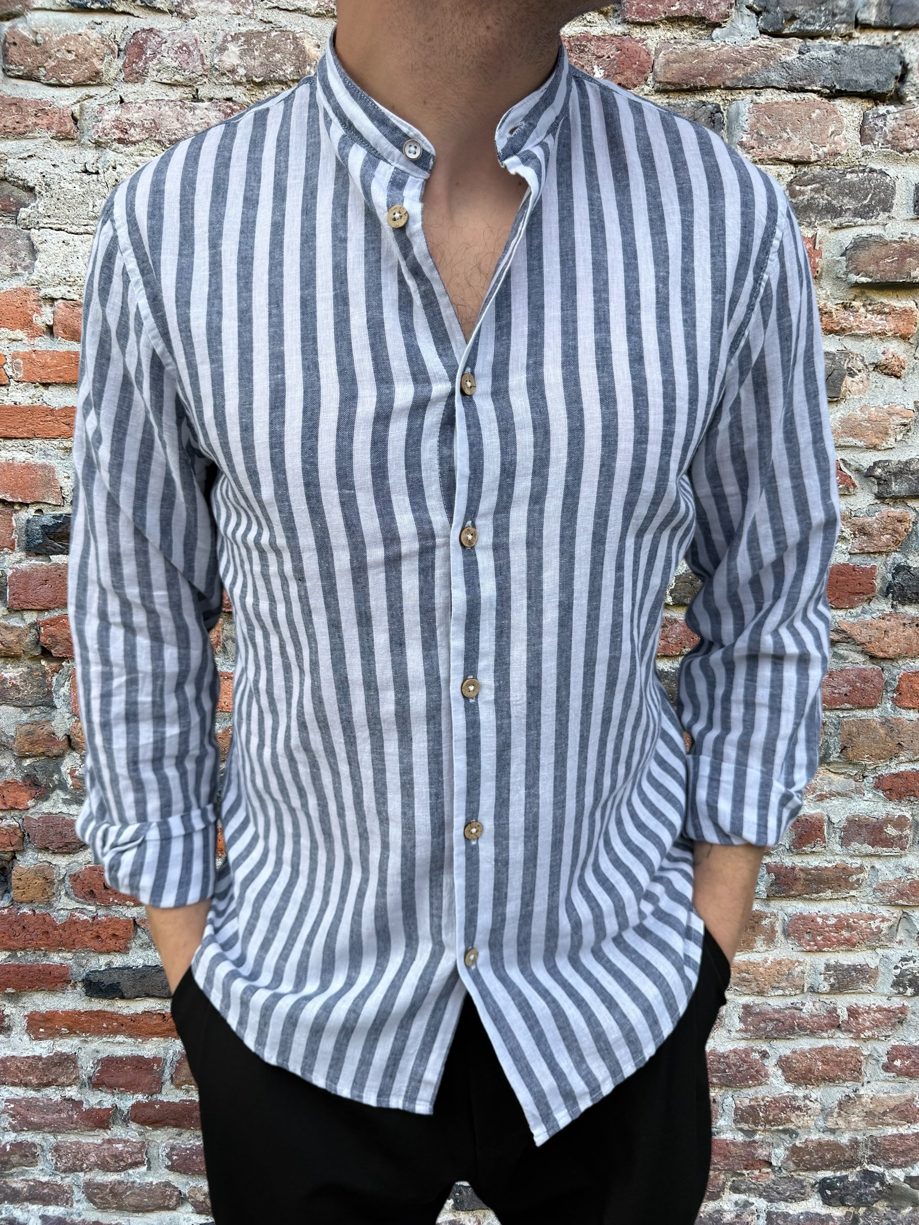 Camicia Hamaki-Ho Coreana Righe Blu 1264 (11893533114708)