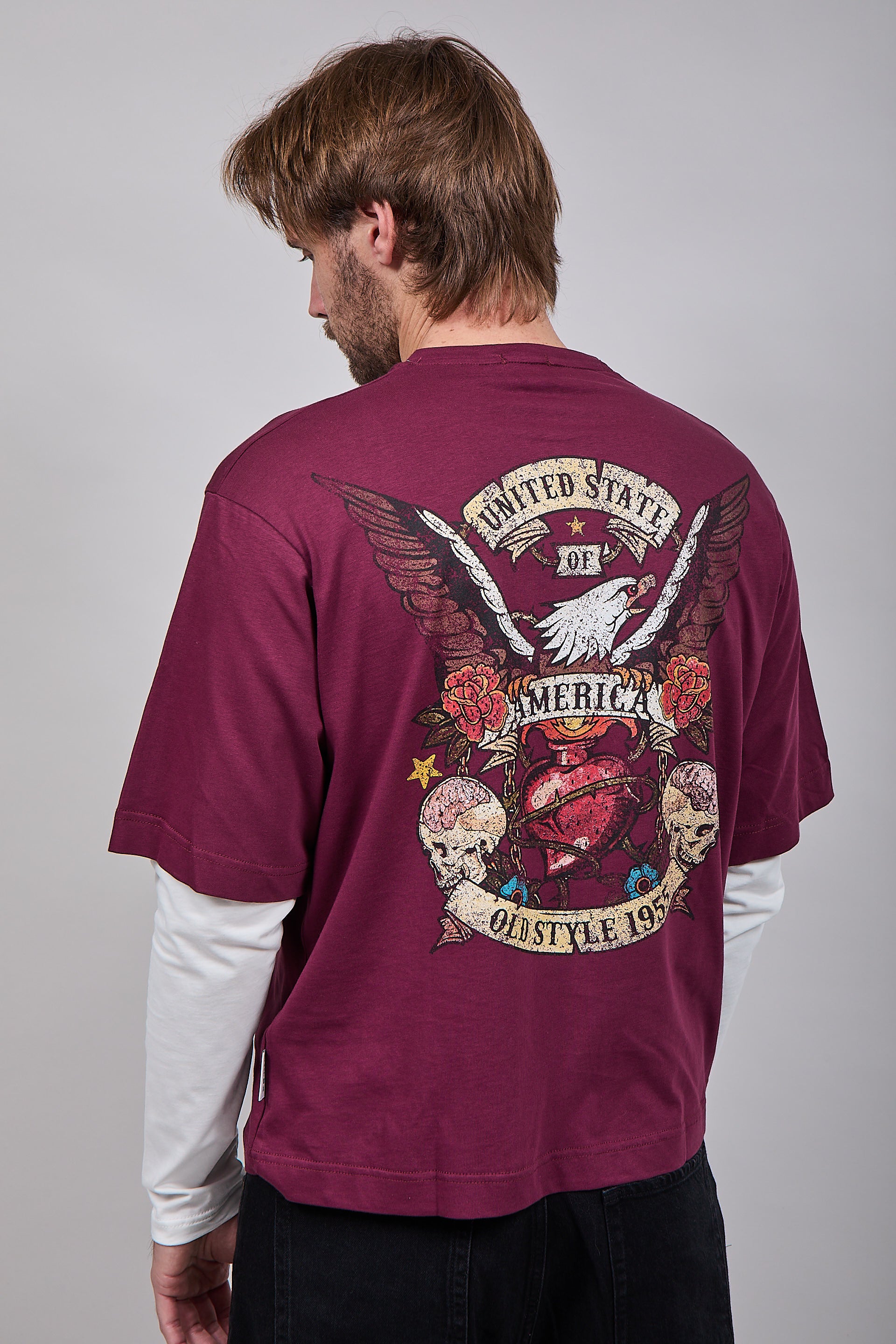 T-shirt Doppiamanica Berna Aquila Bordeaux