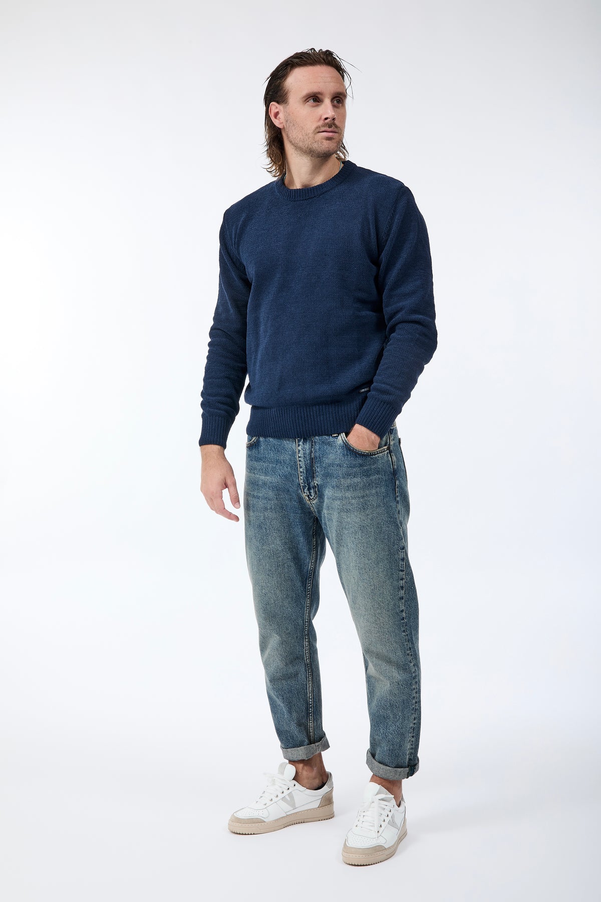 Maglione Gianni Lupo Ciniglia Navy 535