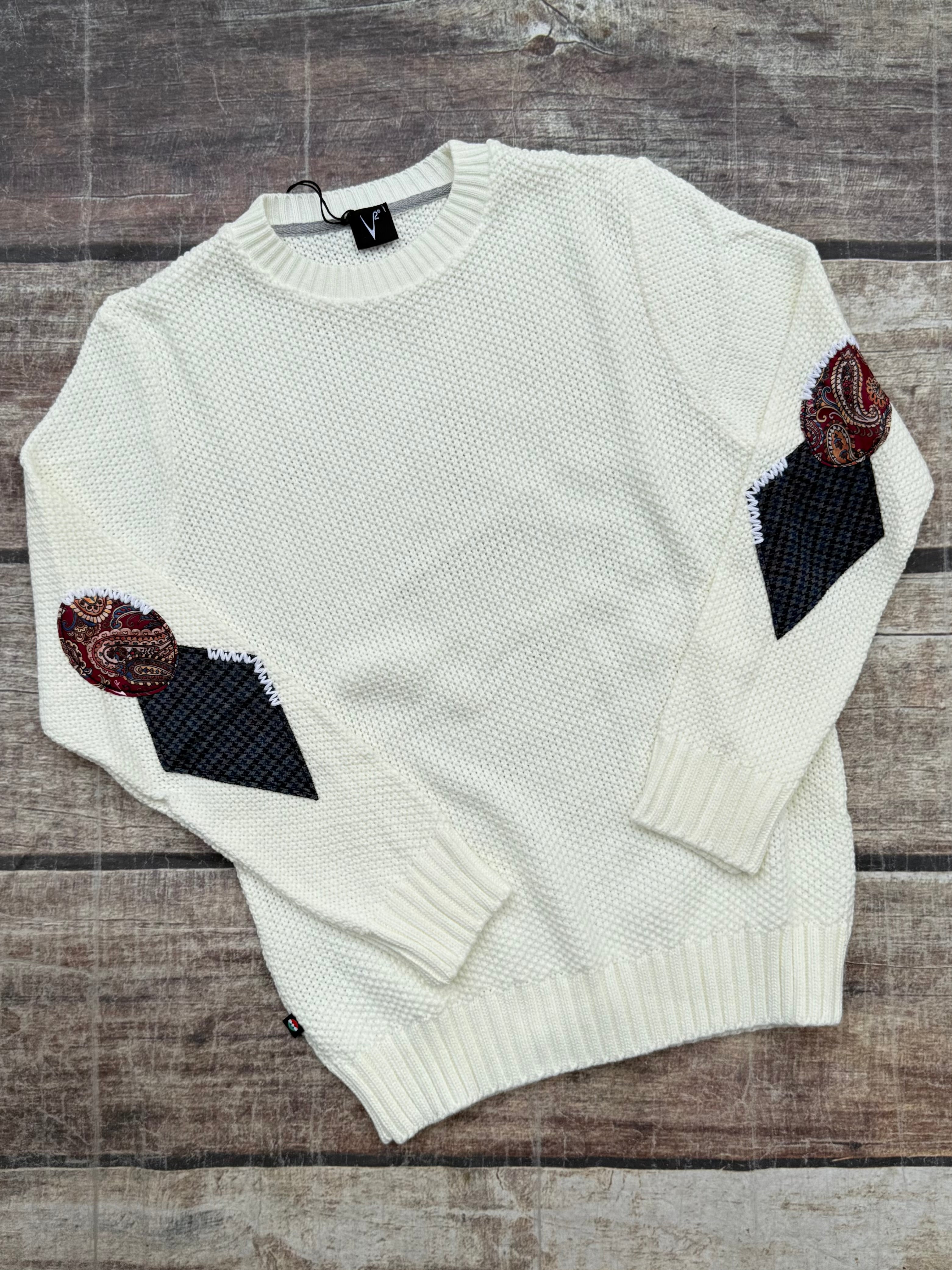 Maglione V2 Punto Riso Toppe Panna (12255735349588)
