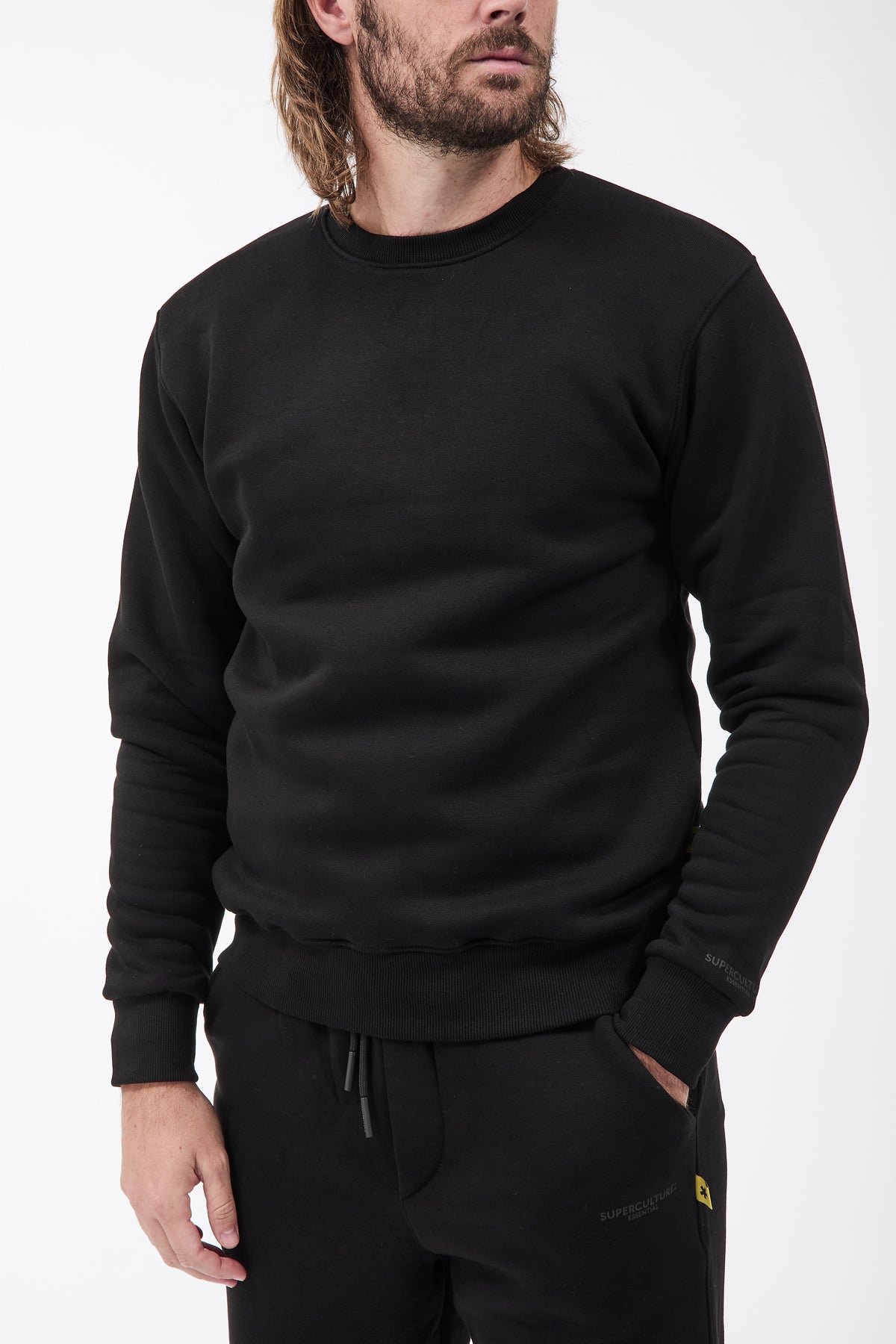 Felpa Superculture Girocollo Teddy Nera