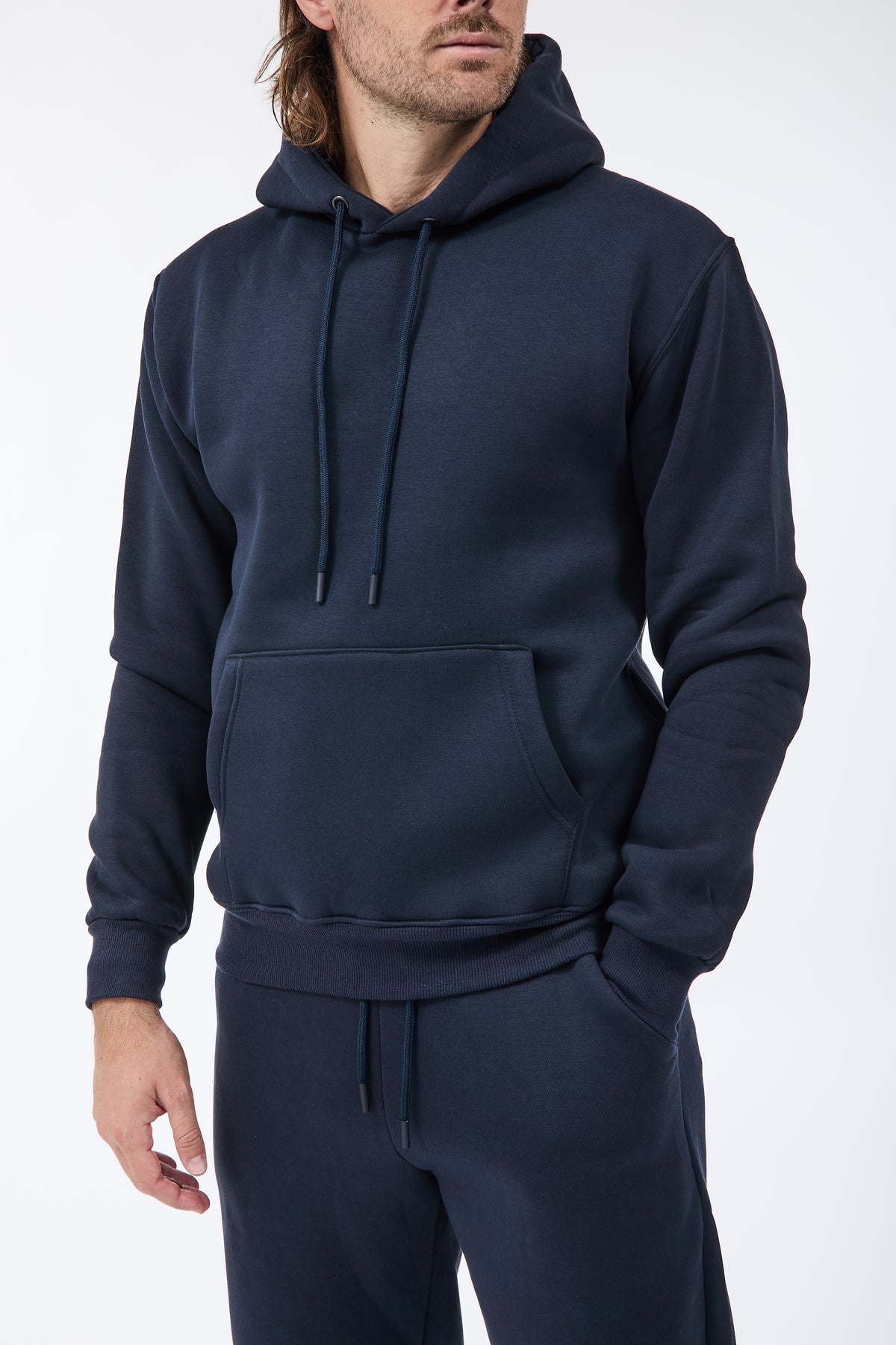 Felpa Berna Cappuccio Regolare Blu