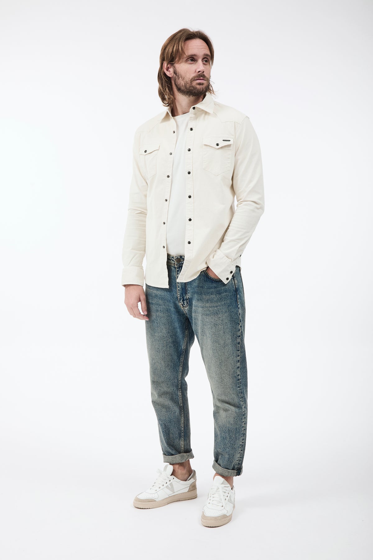Camicia Gianni Lupo Velluto Bianca 7800