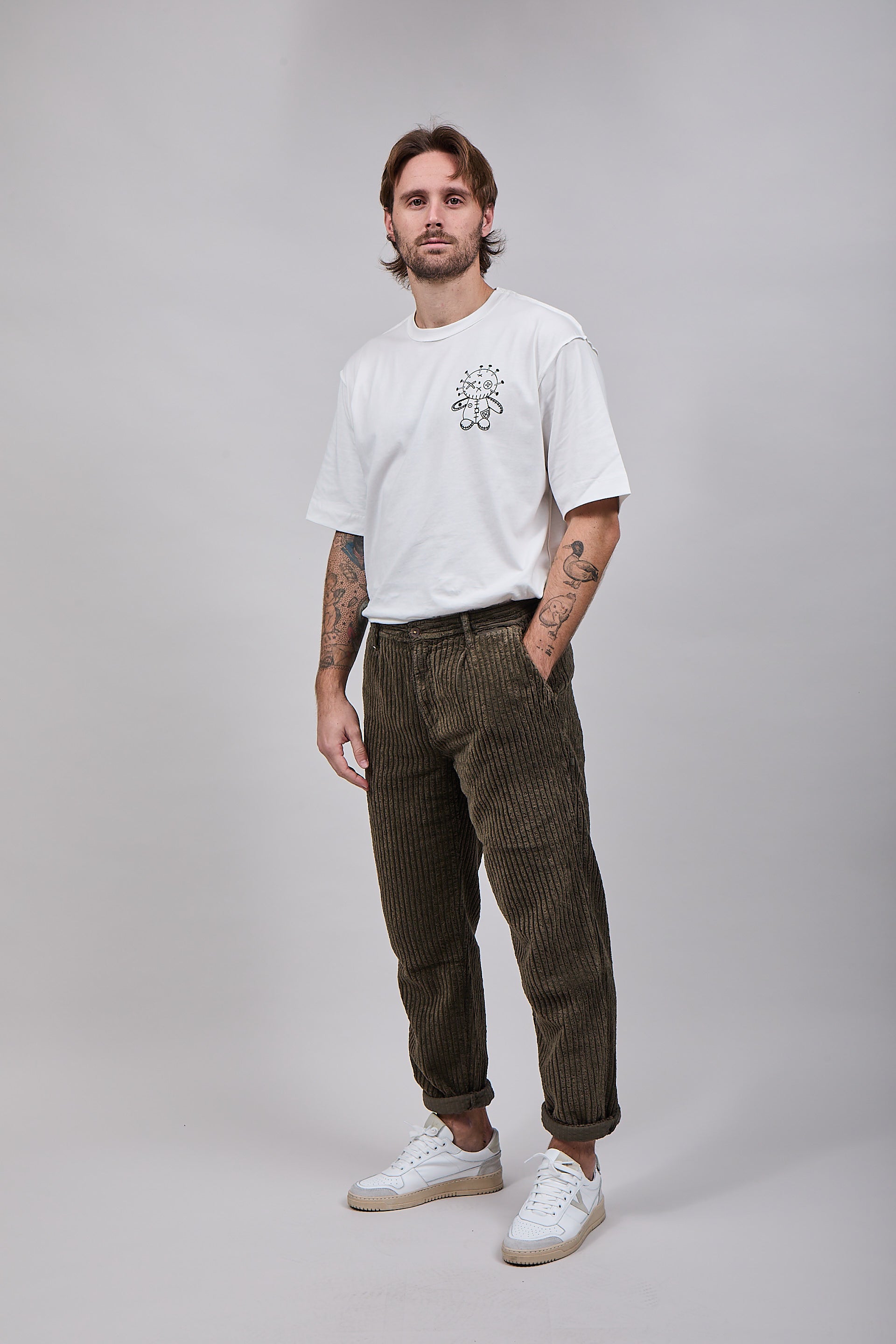 Pantalone Block Eleven Velluto Canvas Verde Oliva