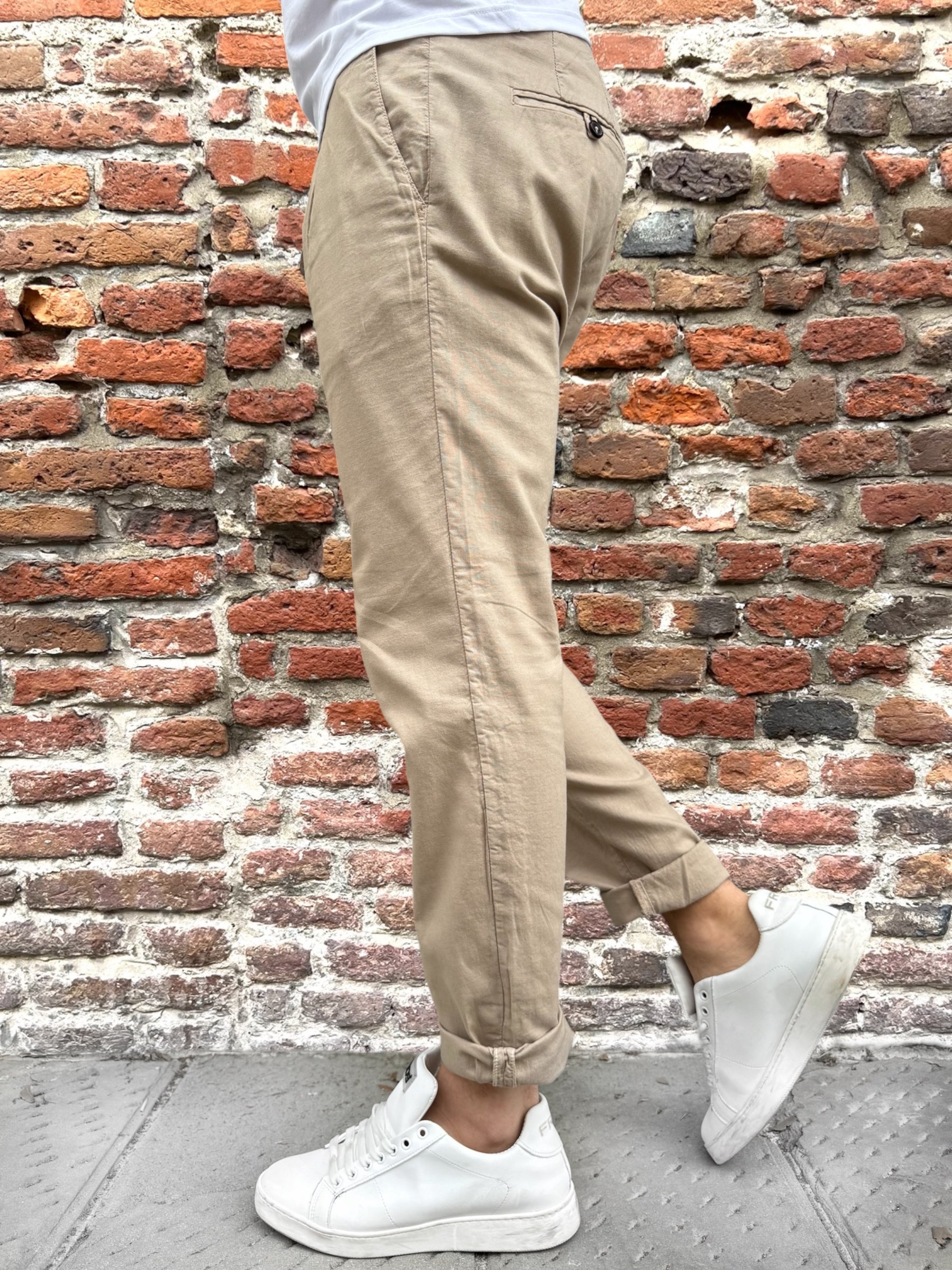 Pantalone Over-D Lino Relaxed Fit Beige P06 (12102814335316)