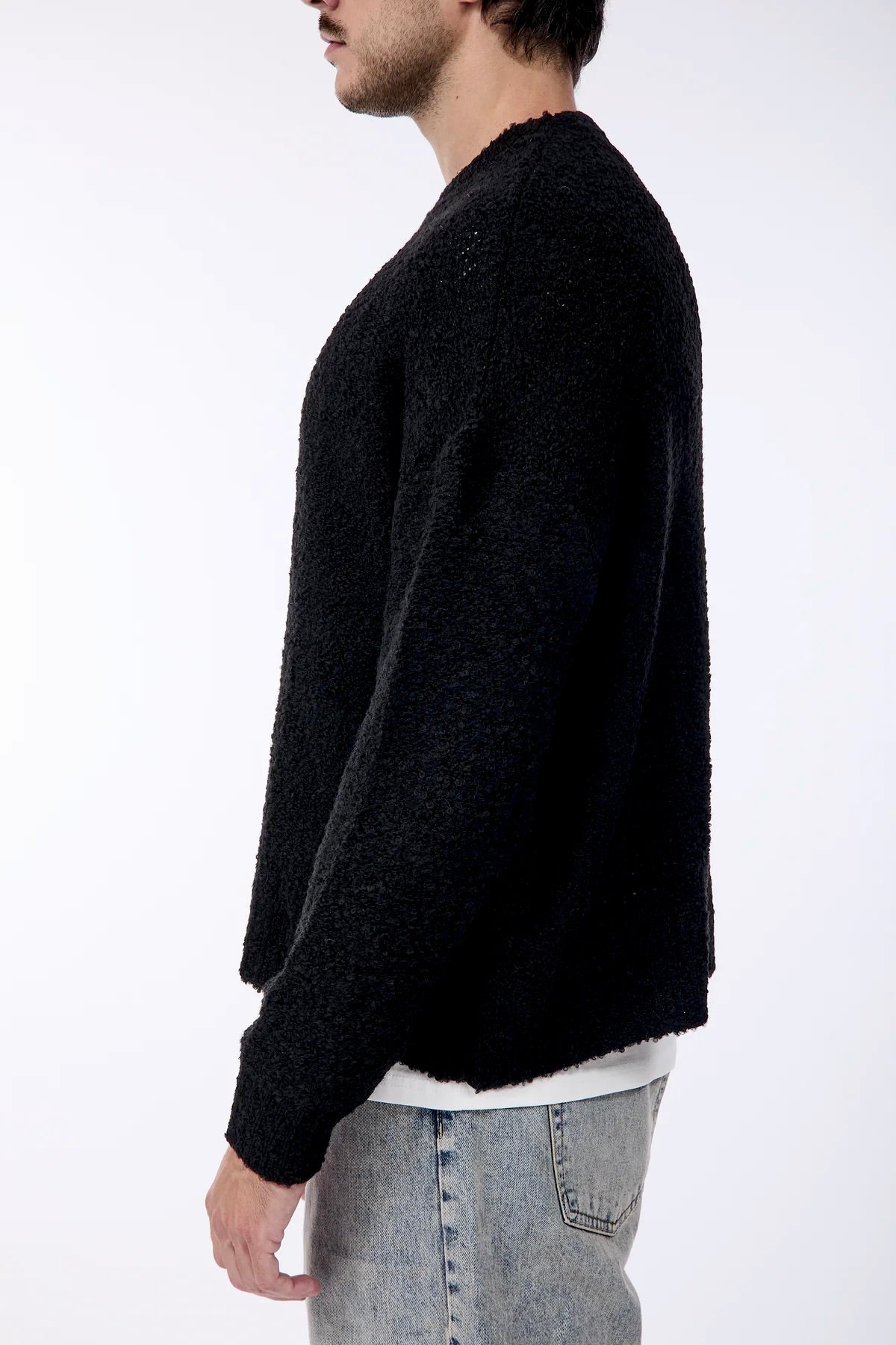 Maglione Over-d Bouclé Cropped Nero M65