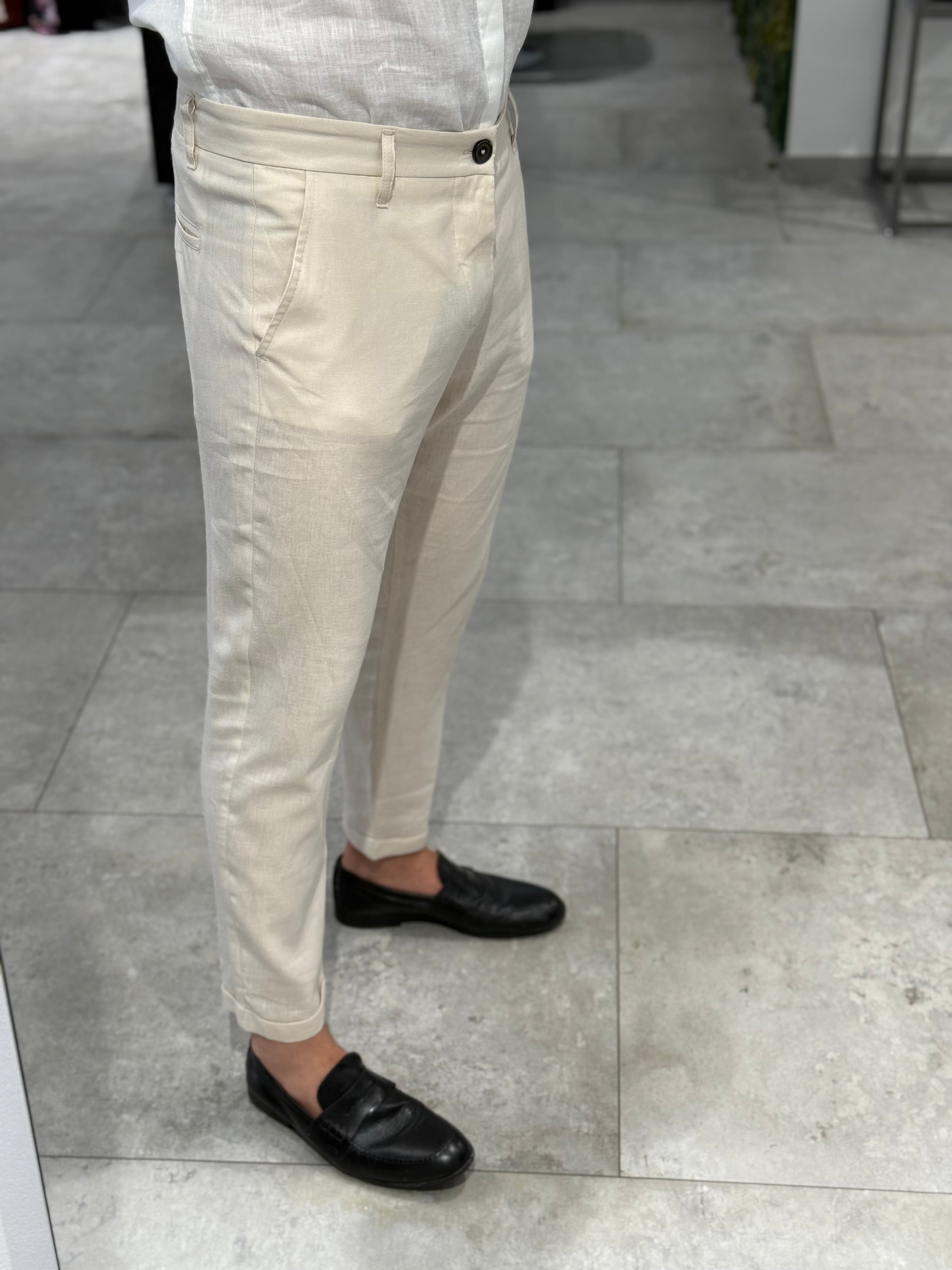 Pantalone Imperial Lino Beige 195 (12159561400660)
