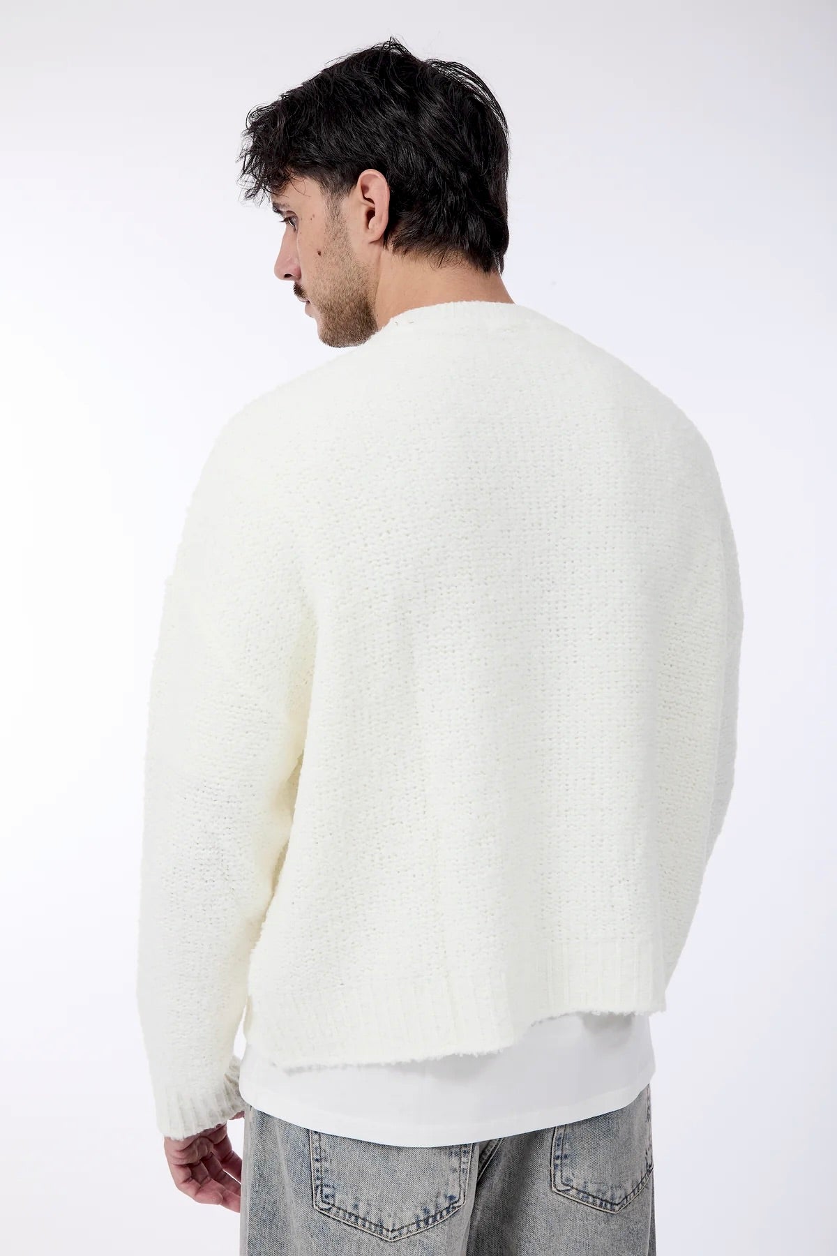 Maglione Over-d Bouclé Cropped Panna M65