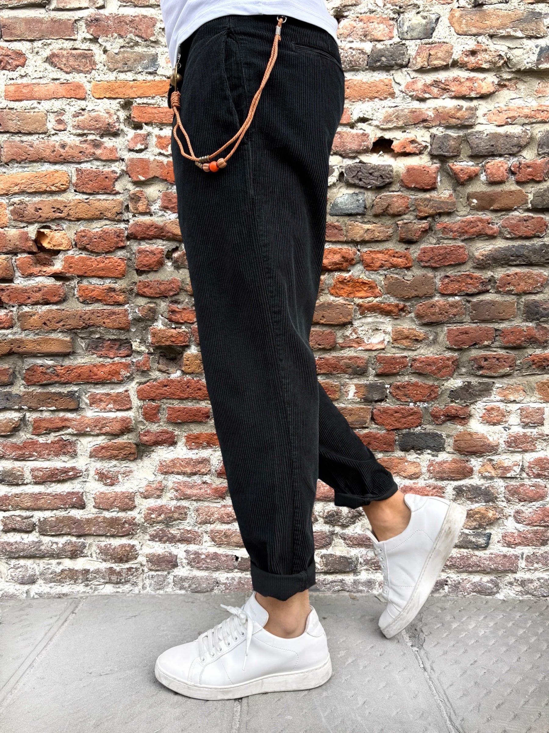 Pantalone Over-D Velluto Tapered Nero P57 (12267067146580)